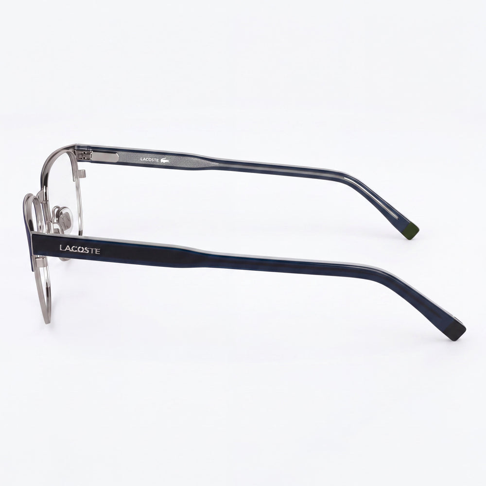 Gafas Ópticas Casuales Lacoste para Hombre con Montura Azul Mate y Lentes de Plástico Transparente, Tamaño 53-18-145