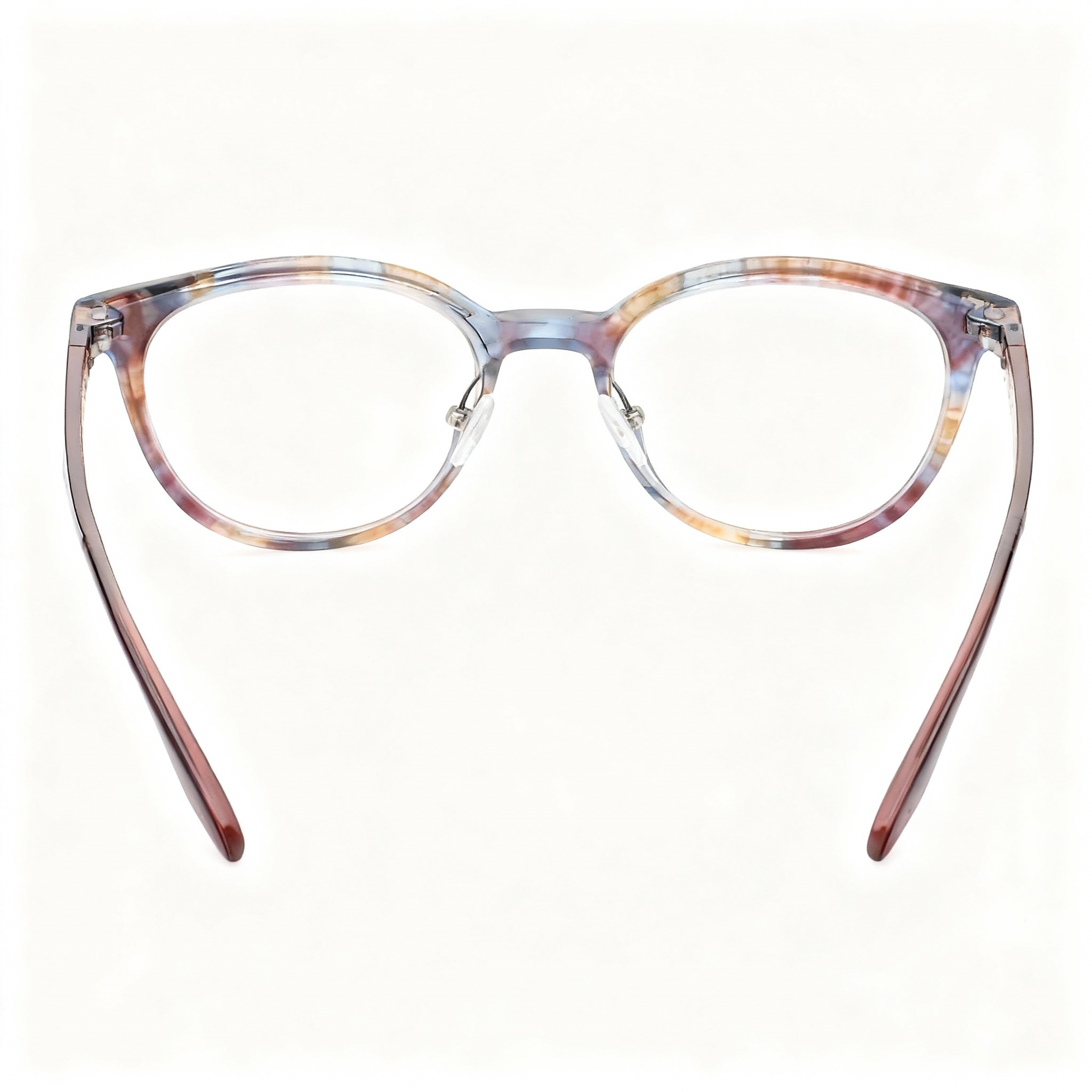 TOUS Classic Women's Cellulose Acetate Eyeglasses, Striped Red Azure Frame, Transparent Lenses, 51-18-135, Photo 4