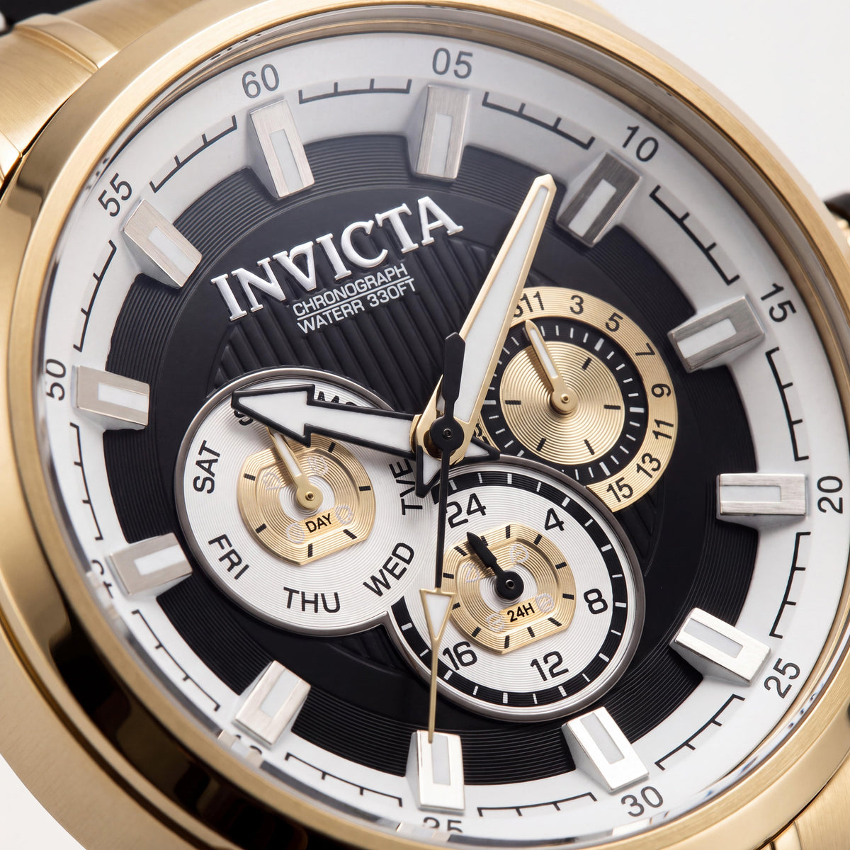 Invicta Speedway 49055 Gold Quartz Chronograph Unisex Wrist Watch with Black Dial & Silicone Strap 48mm, Photo 2