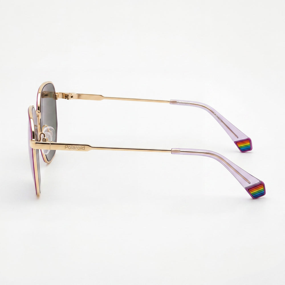 Polaroid PLD 6214/S/X Casual Unisex Dorado Púrpura Armazón de Acero Inoxidable Violeta Espejo Polarizado Protección UV Gafas de Sol de 56mm