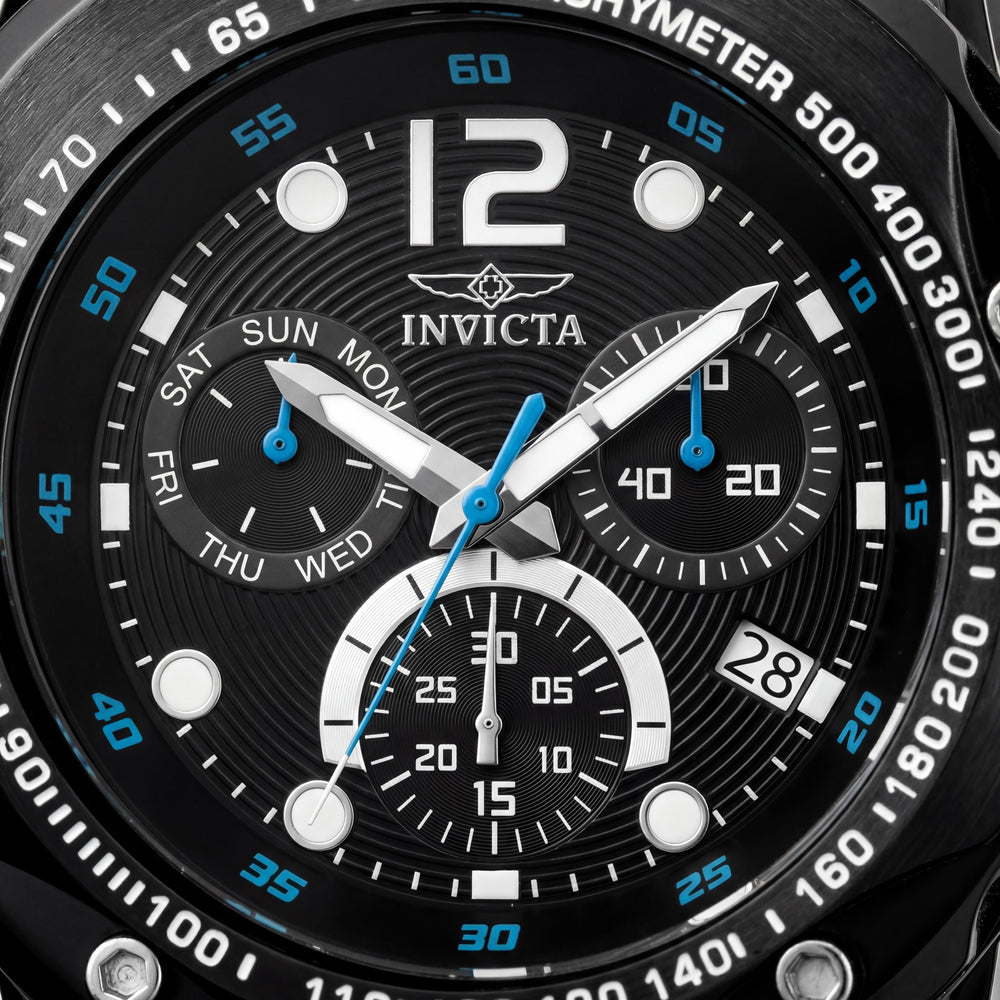 Reloj unisex de cuarzo con cronógrafo Invicta Speedway 20075, esfera negra, luminoso en la oscuridad, caja de 51 mm, resistencia al agua de 5 ATM