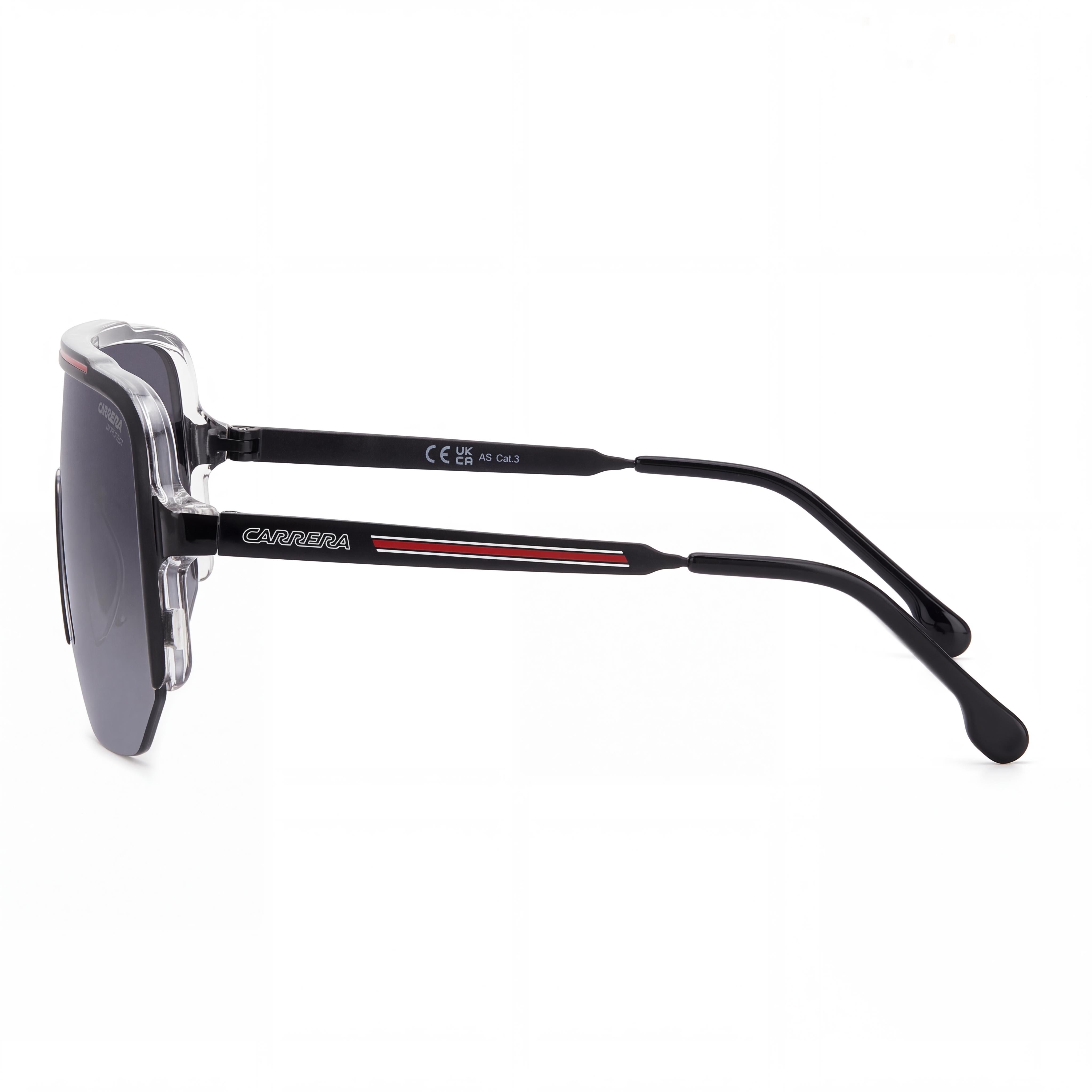 Carrera 1060/S Classic Gafas de sol unisex negras con montura roja y lentes grises oscuras no polarizadas con 100 % de protección UV de acetato 99-01-140, Photo 3