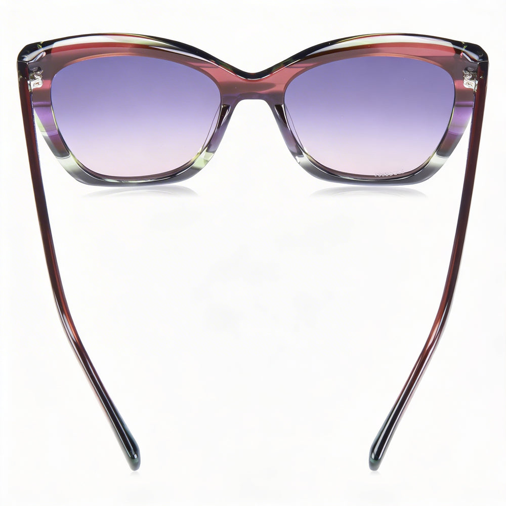 Gafas de sol clásicas Missoni para mujer, de acetato, con protección UV, diseño ojo de gato, color violeta, marrón cuerno, degradado morado, 54 mm