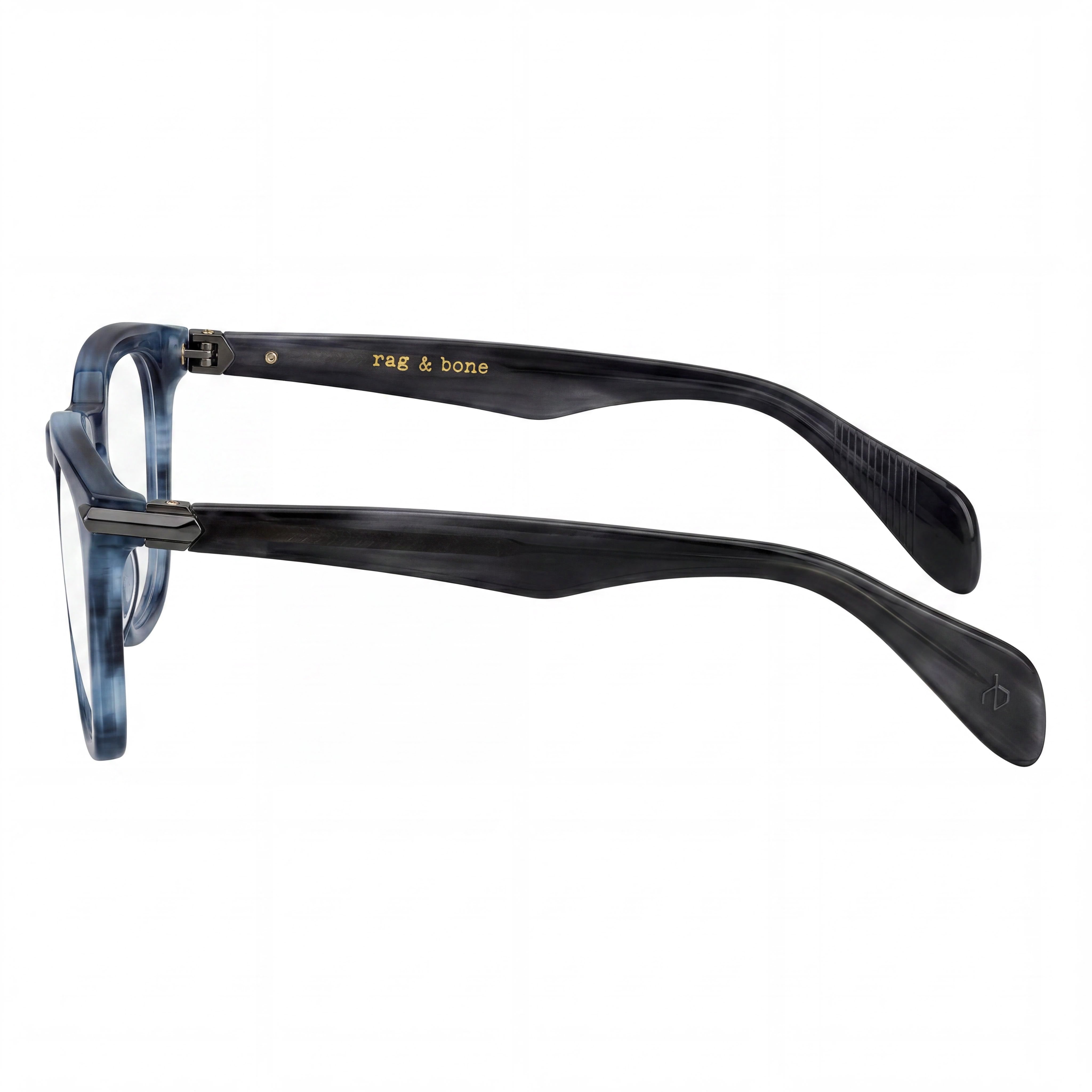 Rag & Bone Rnb 7008 Unisex Acetate Eyewear, Blue Havana Frame & Polycarbonate Non- Lenses, 49mm, Photo 3