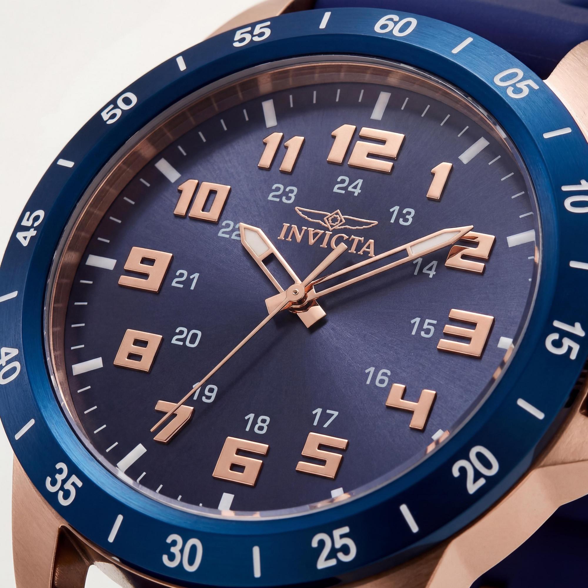 Invicta IN-40001-AMZUK Men's 45mm Stainless Steel Blue Dial Silicone Strap Flame Fusion Crystal Rose Gold Watch, Photo 2