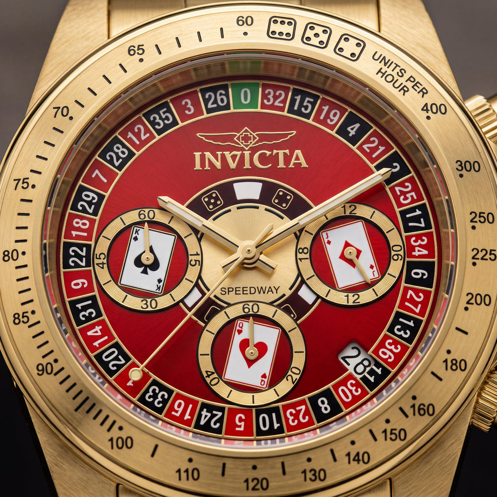 Reloj Invicta Speedway 50496 para hombre de acero inoxidable, carátula roja, movimiento de cuarzo, 39mm, resistente al agua 20 ATM