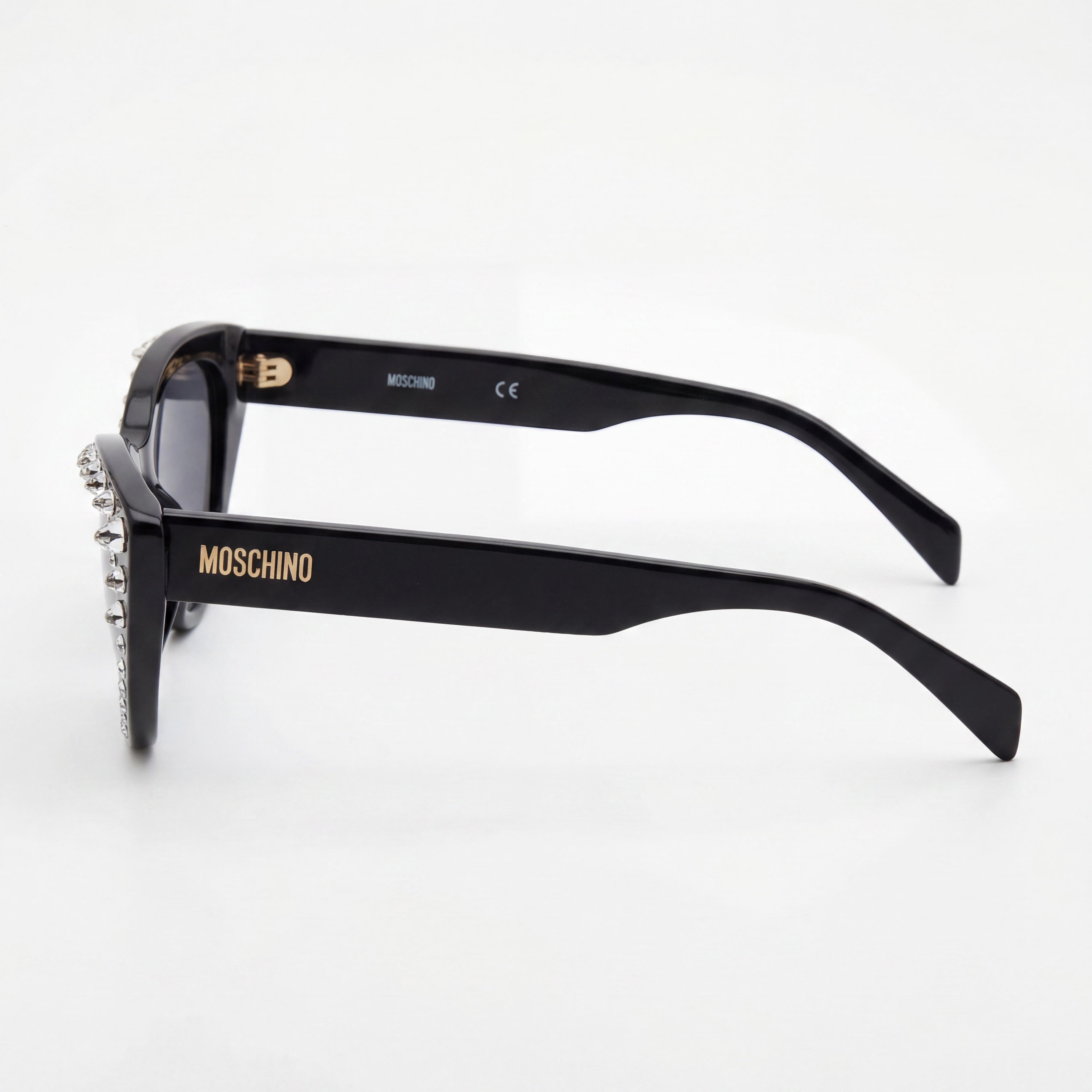 Moschino Casual Women's UV Protection Sunglasses, Black Dark Grey Plastic Frame, Black Lenses, 52mm, Photo 3