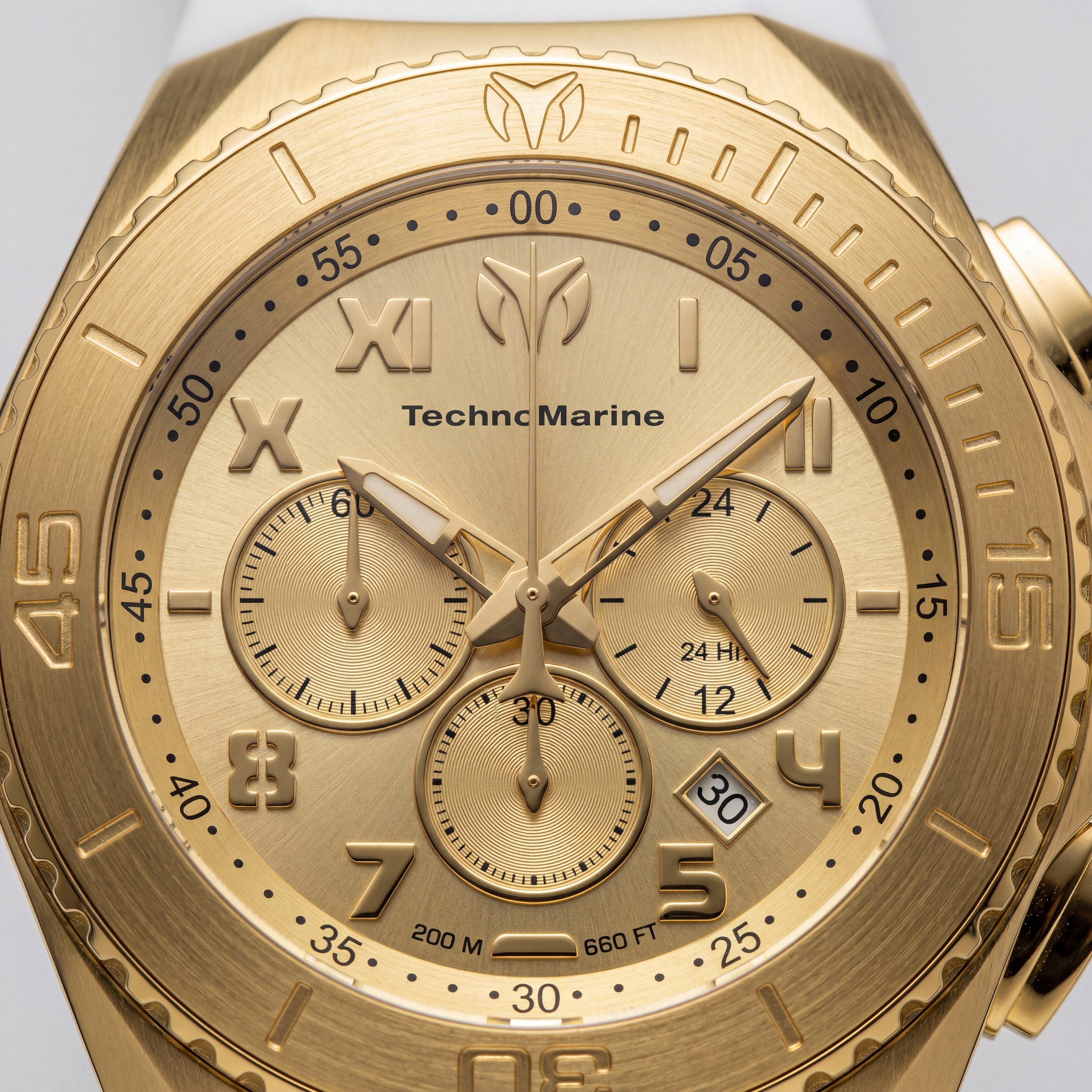TechnoMarine Manta TM-225006 Men's Gold Dial Stainless Steel Quartz Watch 48mm 20 ATM Water Resistant, Photo 2