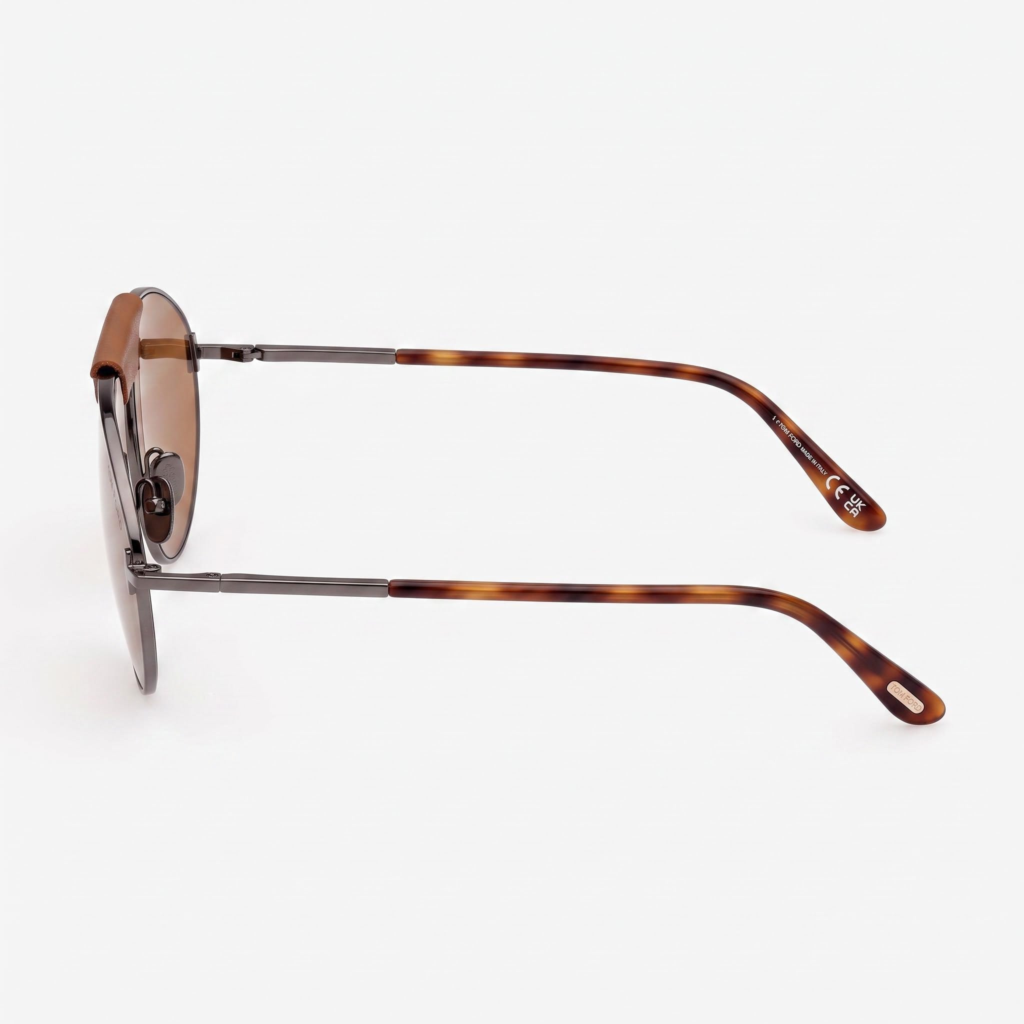 Tom Ford Ken Ft 1095 Men's Metal Sunglasses, Brown Shiny Ruthenium Frame, Brown Lenses, Size 60-16-140, Photo 3