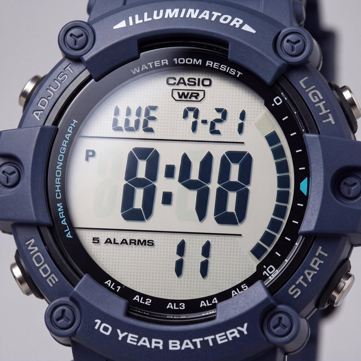 Casio AE1500WH-2AV Men's Blue Digital Sports Watch, 10-Year Battery, 100M Water Resistant, Alarm & Chronograph, Photo 2