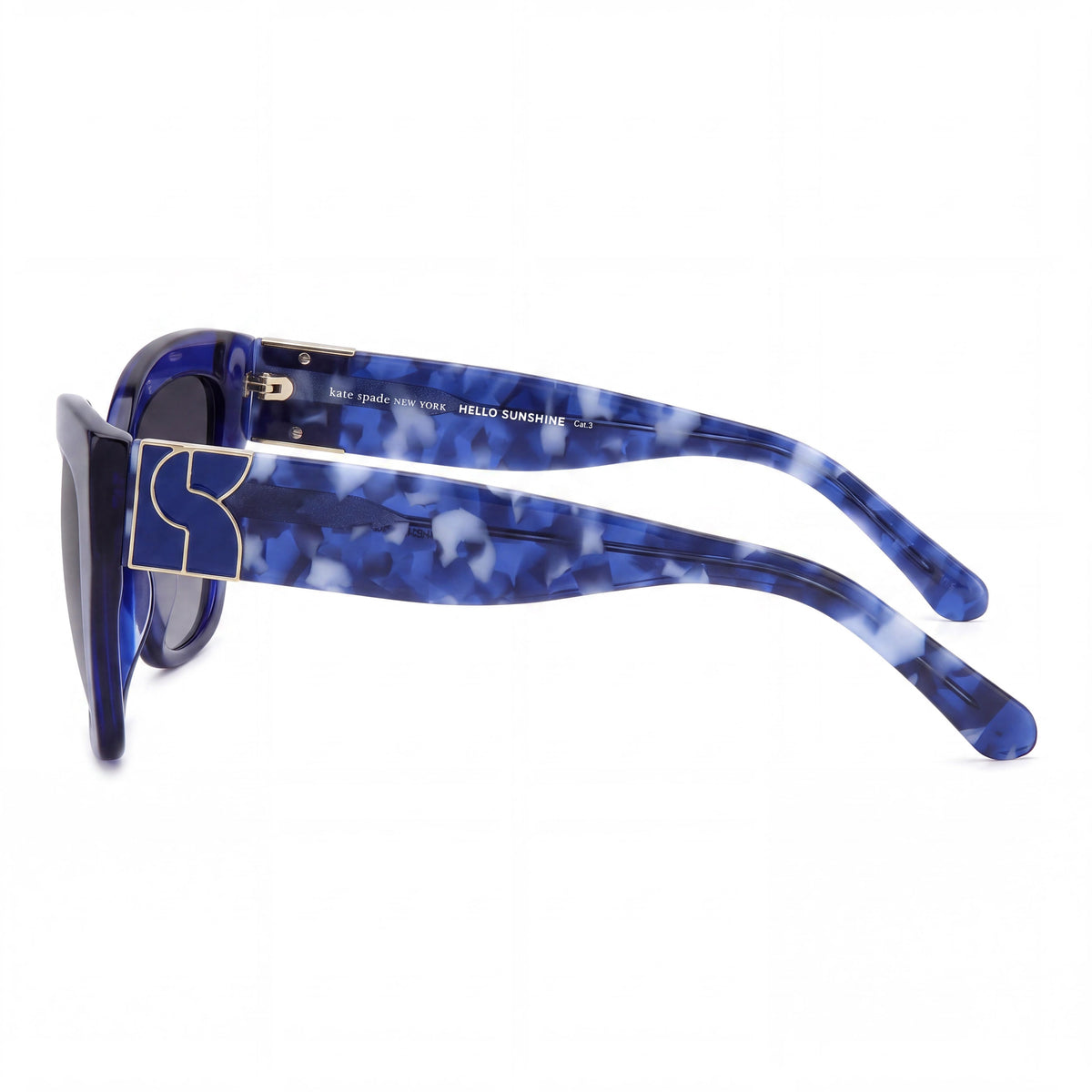 Gafas de sol rectangulares para mujer kate spade new york, de acetato azul, con lentes de policarbonato gris oscuro sombreado y protección UV, 54 mm, Photo 3