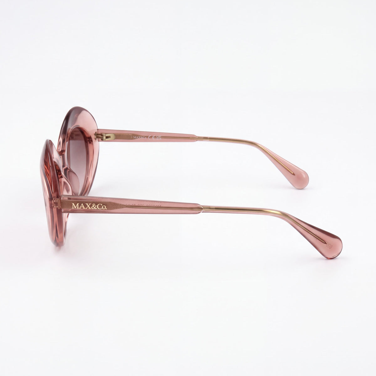 Max&Co. Casual Women's Sunglasses with Shiny Pink Plastic Frame and Grey UV Protection Lenses 52-21-140mm, Photo 3