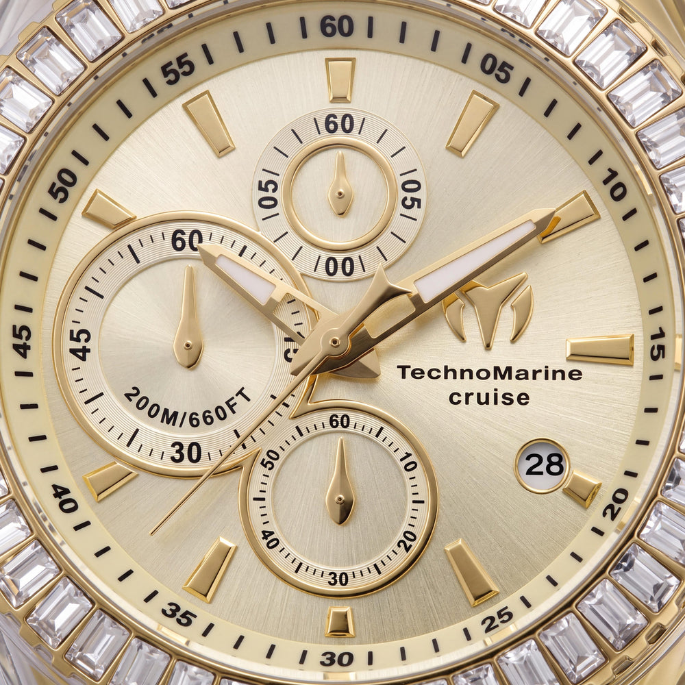 Technomarine Cruise TM-121159 Reloj Cronógrafo de Cuarzo Unisex Moderno de Acero Inoxidable Dorado 45mm