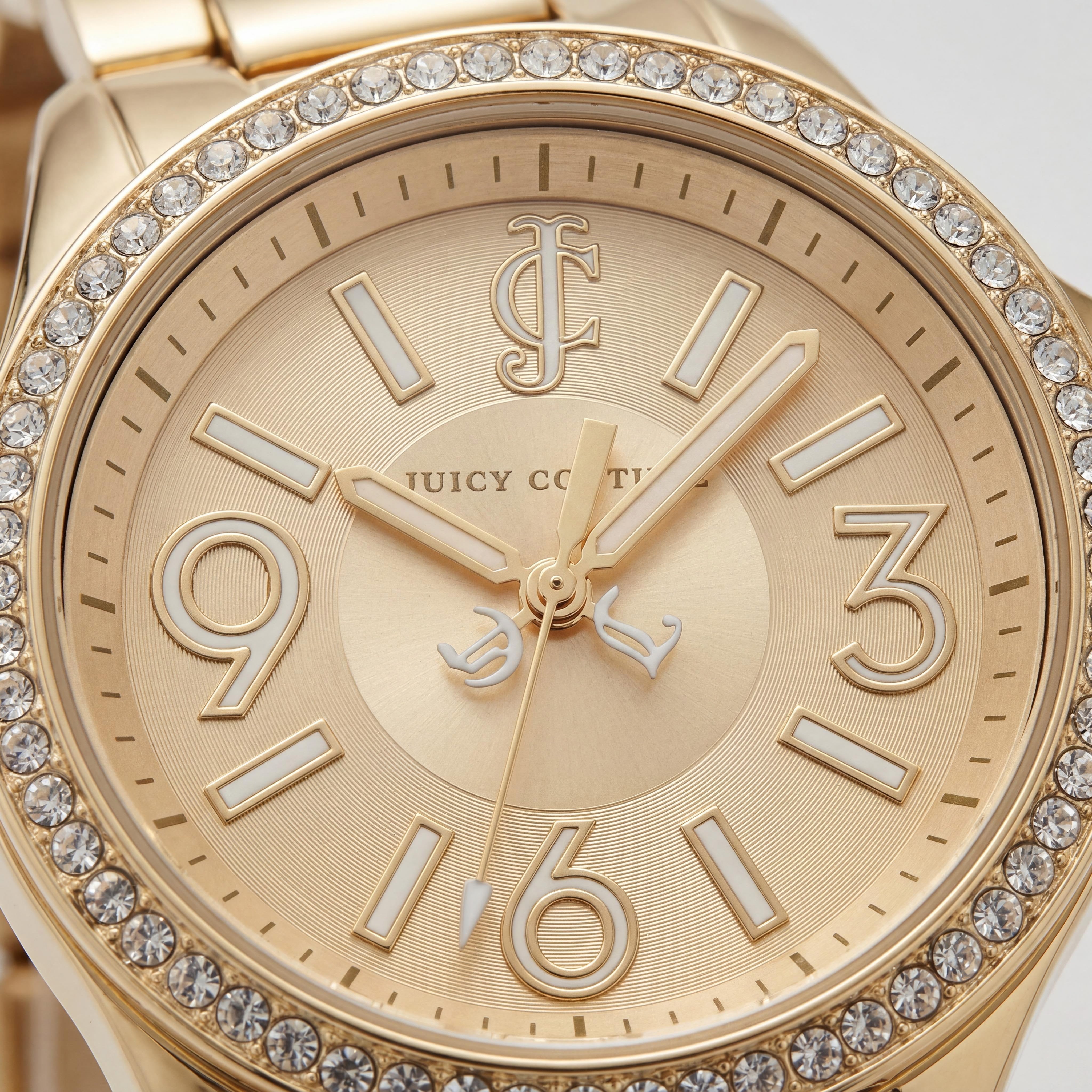 Reloj Juicy Couture para mujer, chapado en oro, acero inoxidable, pulsera, bisel de cristal Swarovski, resistente al agua, 38 mm, Photo 2