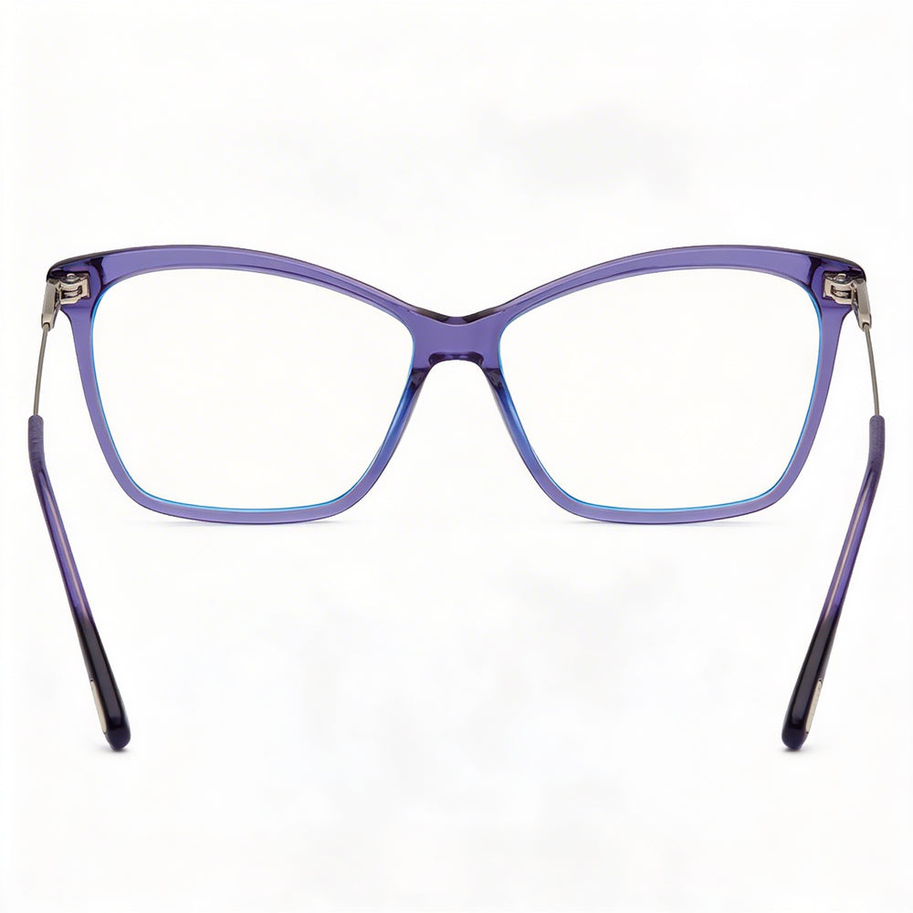Gafas de mujer Tom Ford Ft5687-b de acetato con lente transparente, paladio violeta brillante, talla 56-14-140