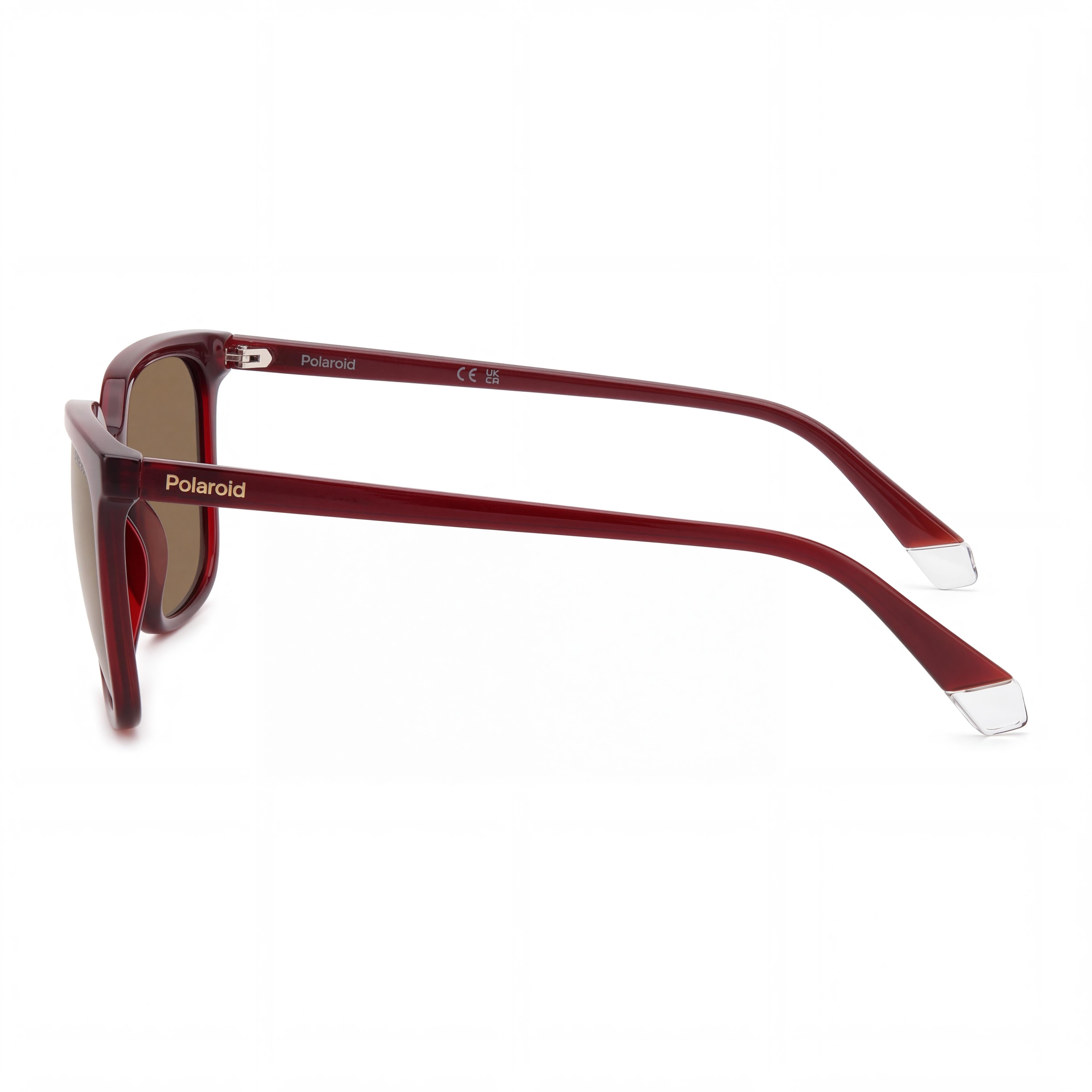 Polaroid Pld 4163/S Rectangular Women's Sunglasses, Burgundy Polycarbonate Frame, Bronze Polarized Lenses, 55mm, Photo 3