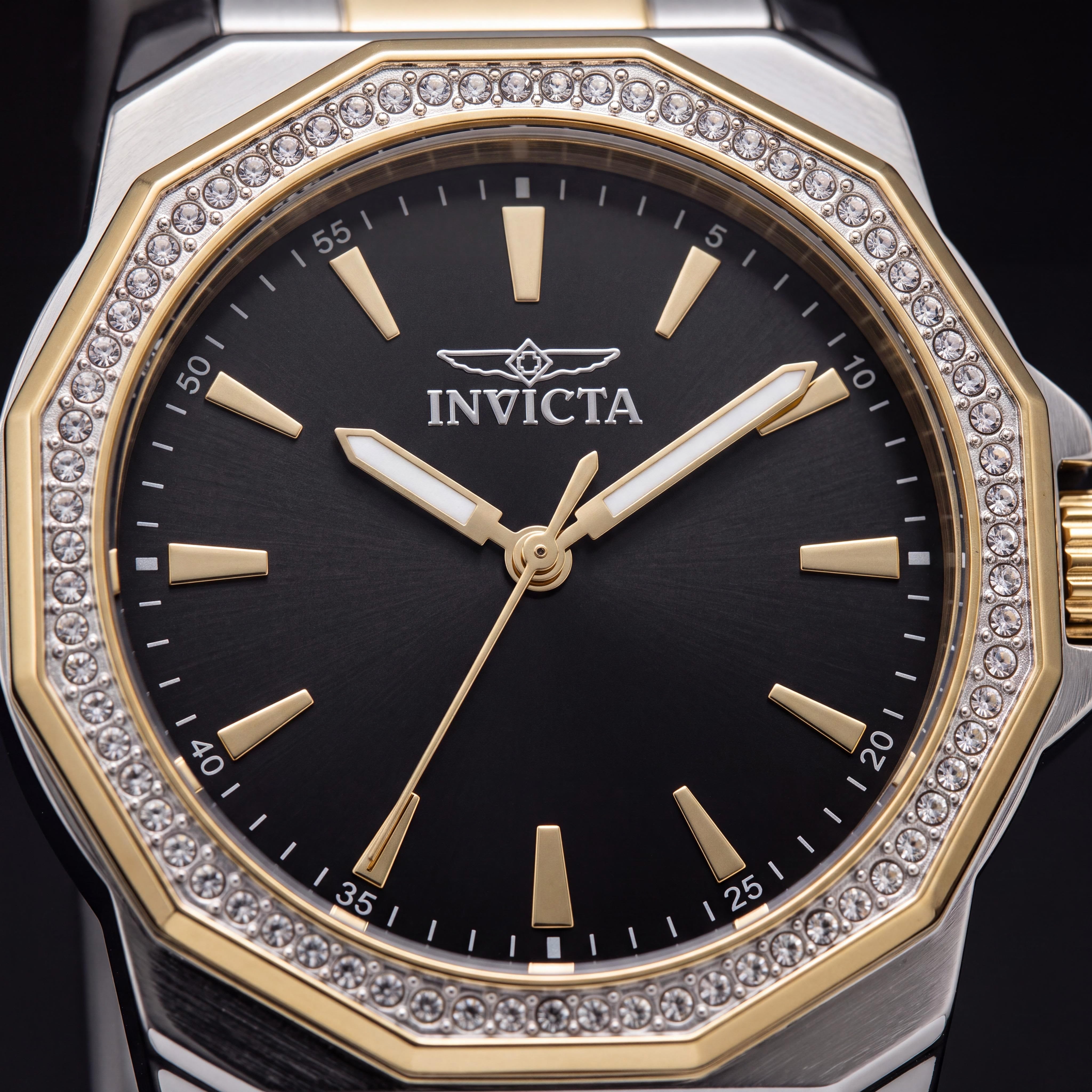 Reloj de cuarzo Invicta Speedway 49112 para mujer con brazalete de acero inoxidable tono plateado, esfera negra de 34 mm, Photo 2