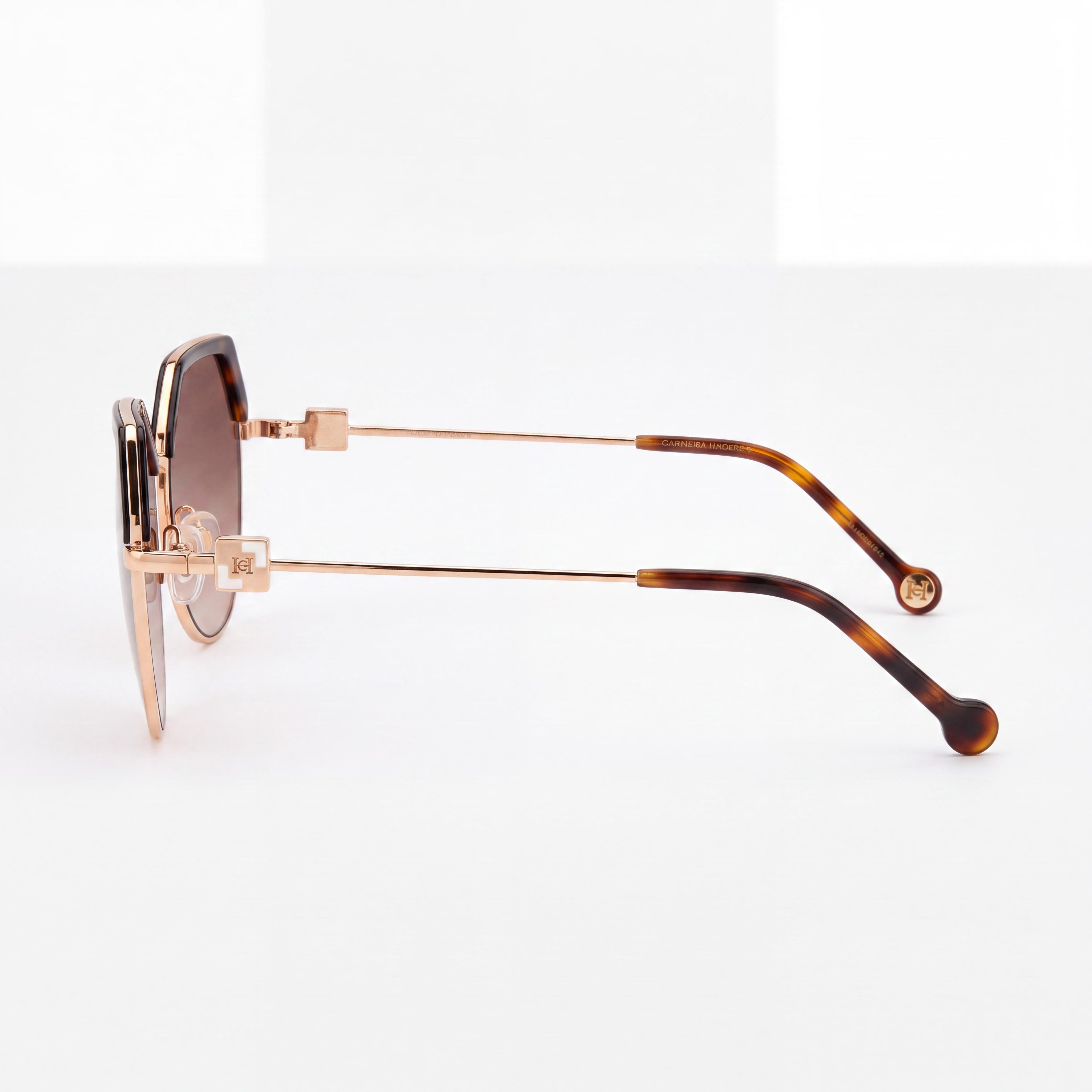 Carolina Herrera Modern Women's Brown Havana Gold Metal Sunglasses with Polycarbonate Non-Polarized Lenses 56mm, Photo 3