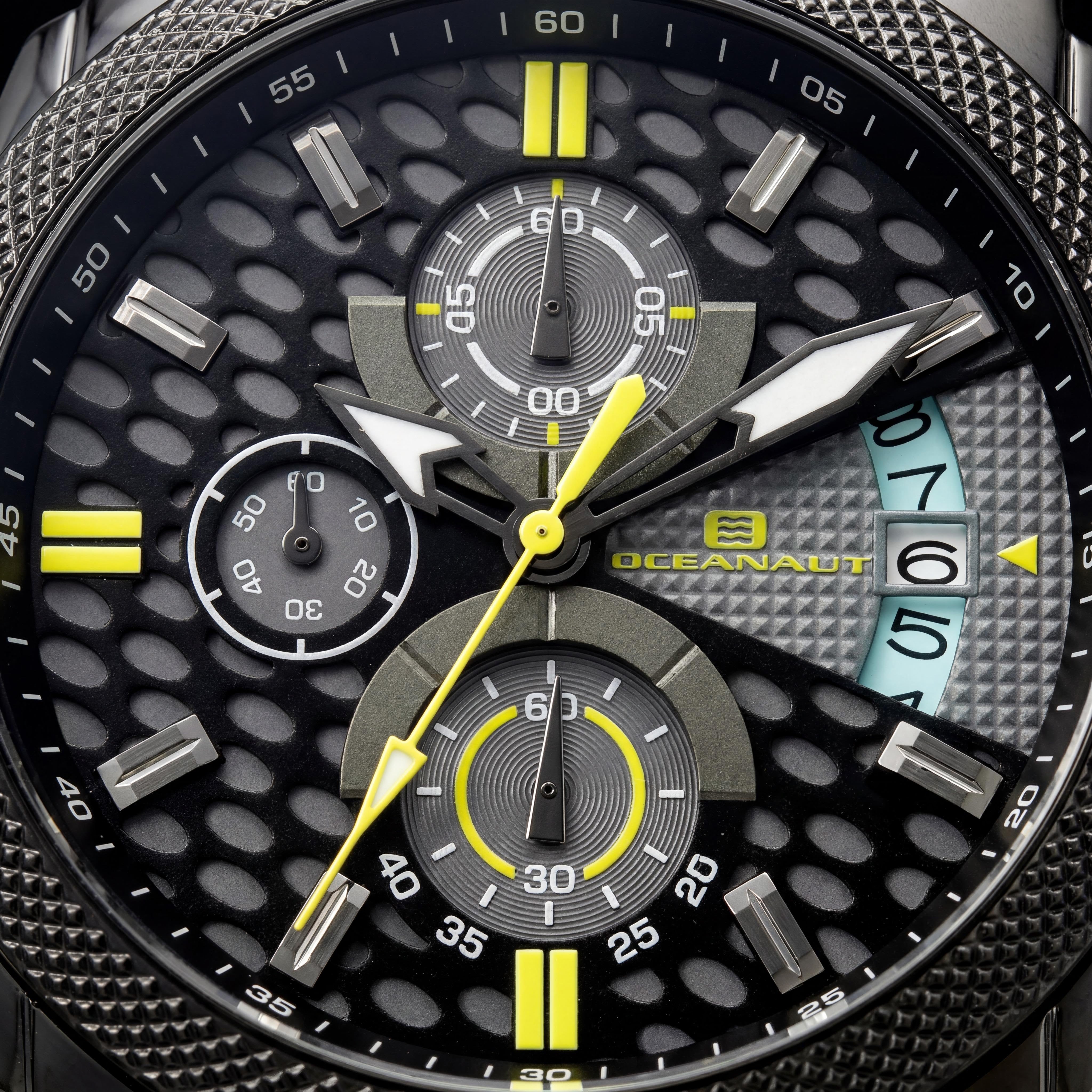 Oceanaut OC2322 Men's Kryptonite Chronograph Date Black & Grey Stainless Steel Case, Rubber Strap 42mm Watch, Photo 2