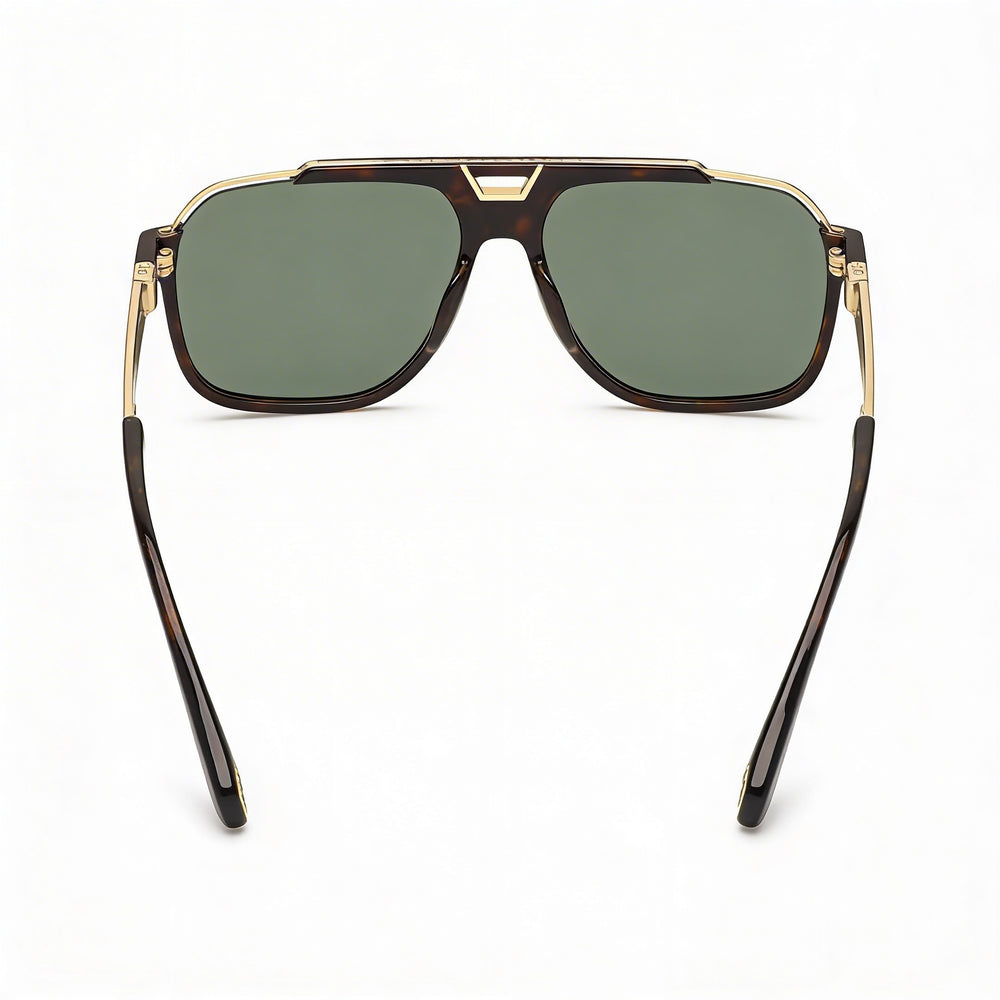 Philipp Plein Spp046v Men's Acetate Dark Havana Sunglasses with Green Nylon Bio Based UV Lenses 61mm