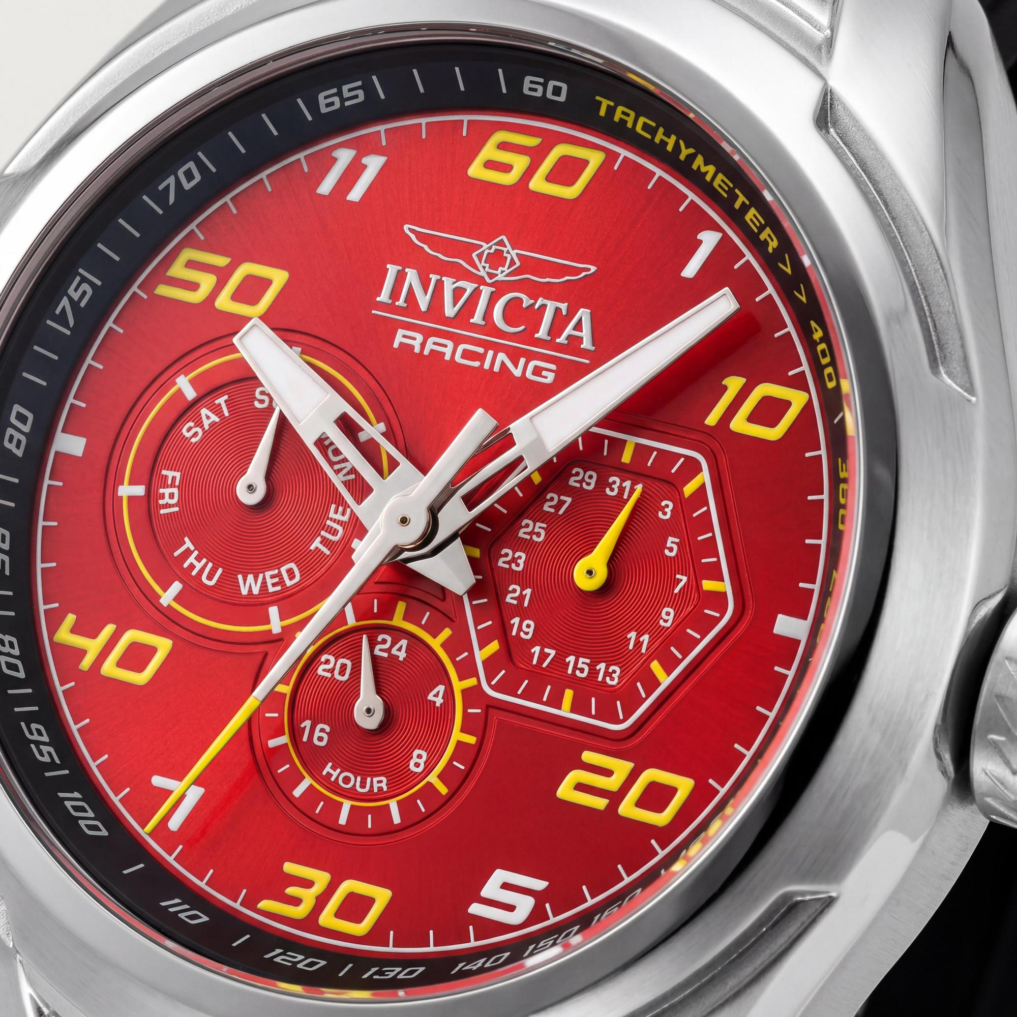 Invicta Racing 47727 46mm Stainless Steel Red Dial Chronograph Watch with Silicone Strap, Photo 2