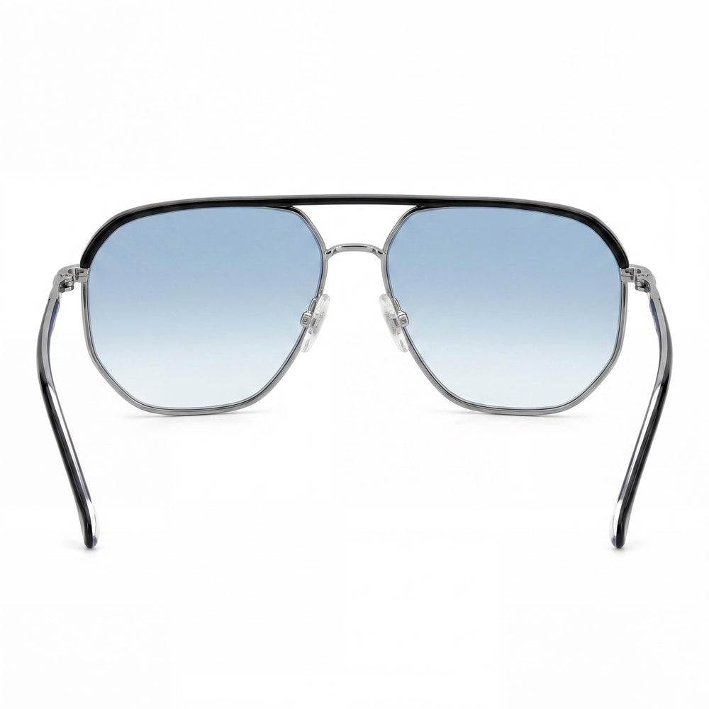 Gafas de sol Carrera Classic para hombre de acero inoxidable con montura azul oscuro degradado, lentes azul rutenio degradado con protección UV, 59 mm