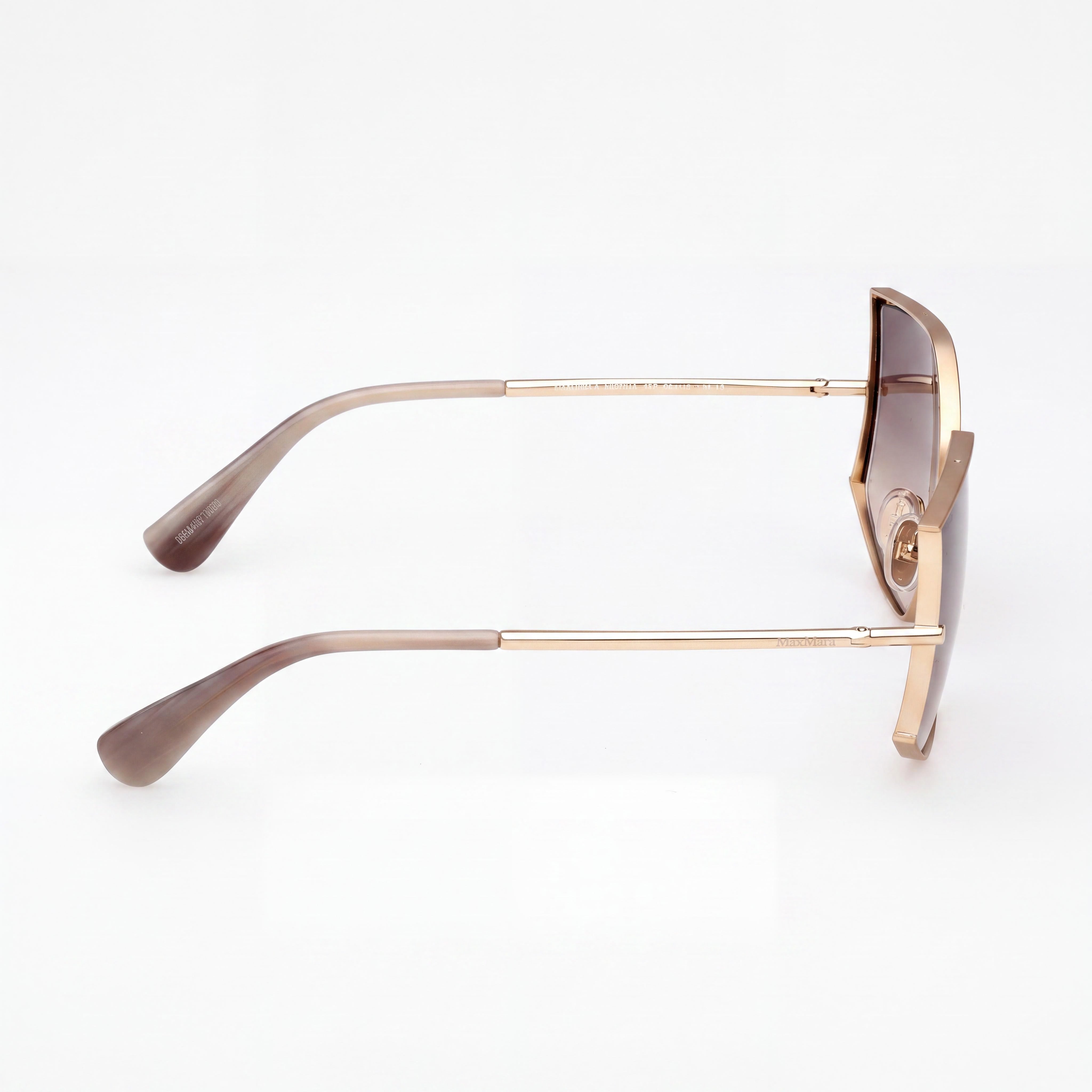 Gafas de sol MaxMara Mm0142 para mujer, montura de metal, color oro pálido, degradado marrón, 59mm, Photo 2