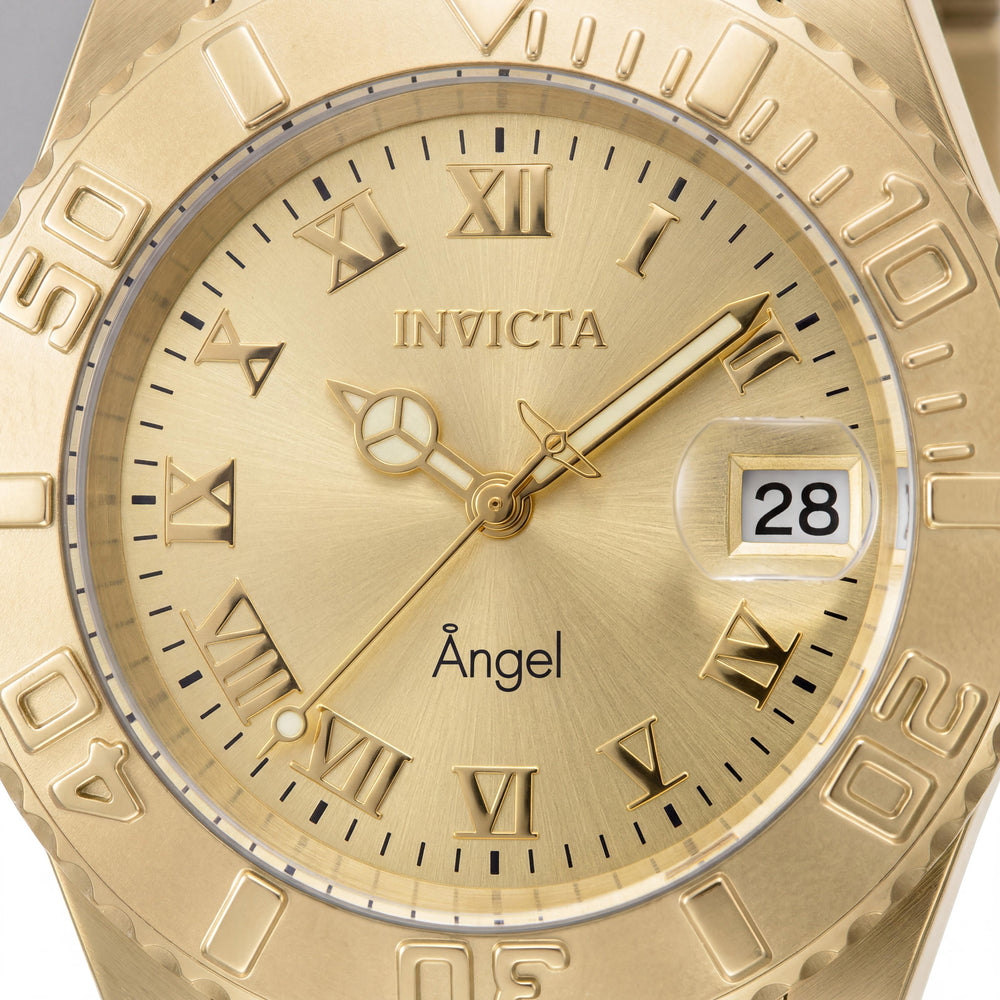 Invicta Angel 16849 Women's Quartz Stainless Steel Gold Dial Watch 40mm 200m Water Resistant