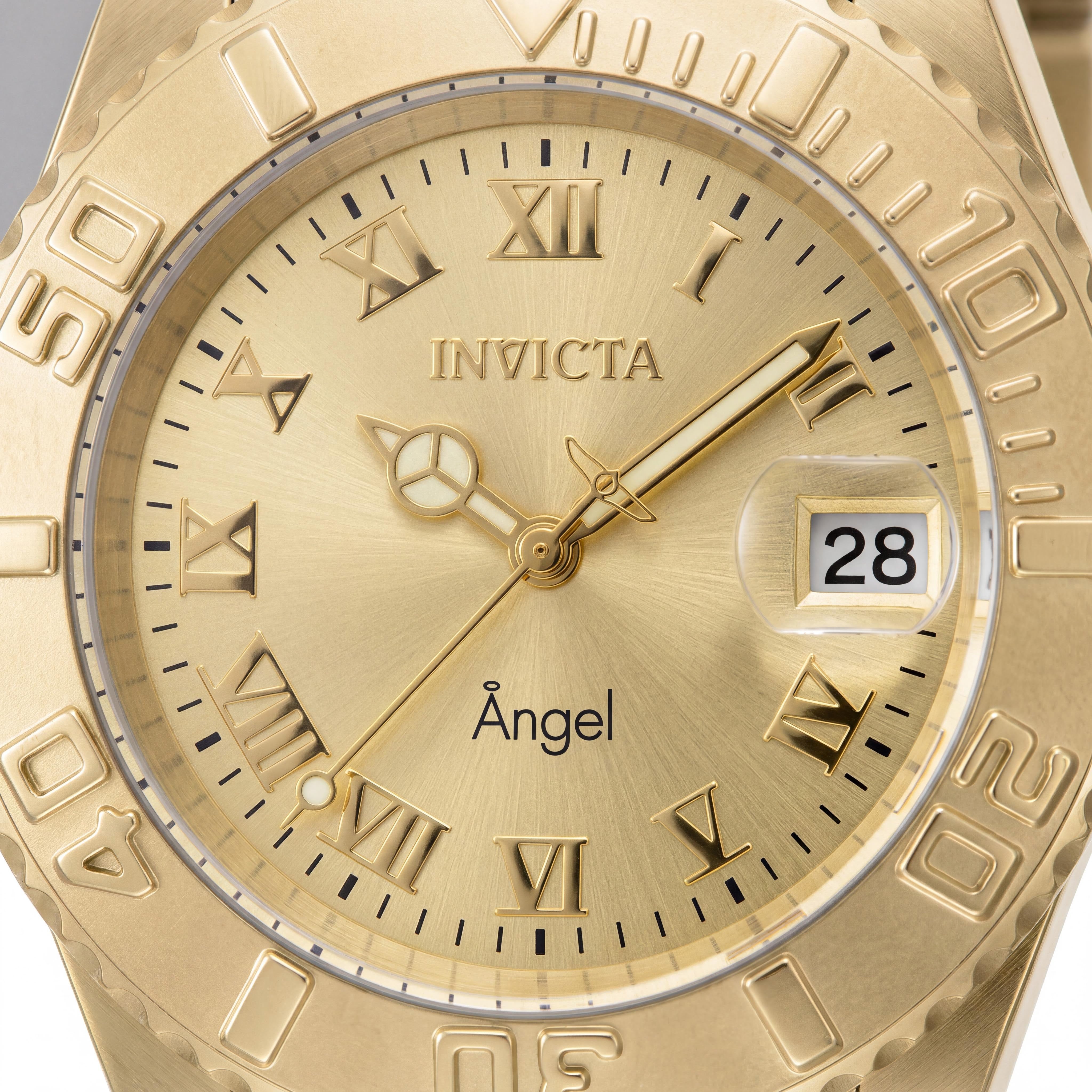 Invicta Angel 16849 Reloj de cuarzo de acero inoxidable con esfera dorada para mujer 40mm Resistente al agua 200m, Photo 2