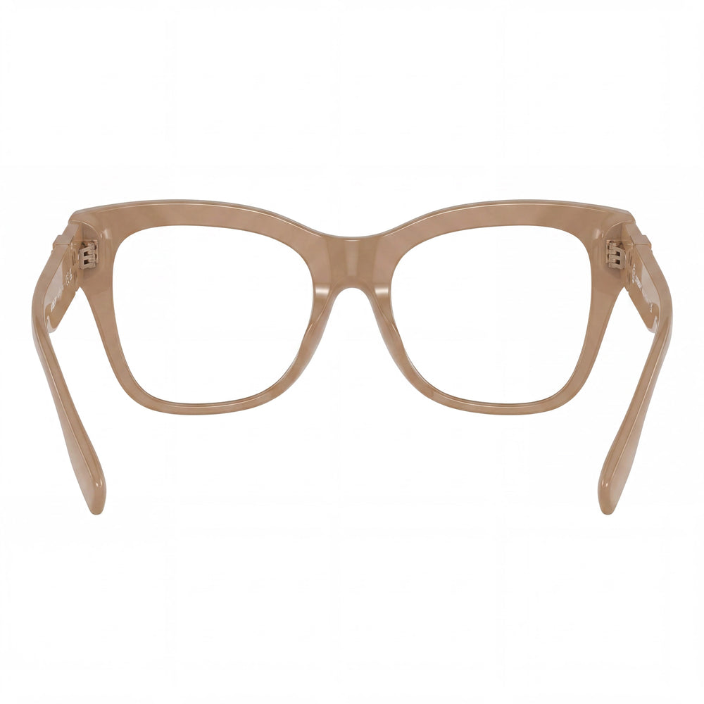 Montura óptica beige Burberry para mujer, lista para lentes graduadas personalizadas, con lentes de demostración transparentes
