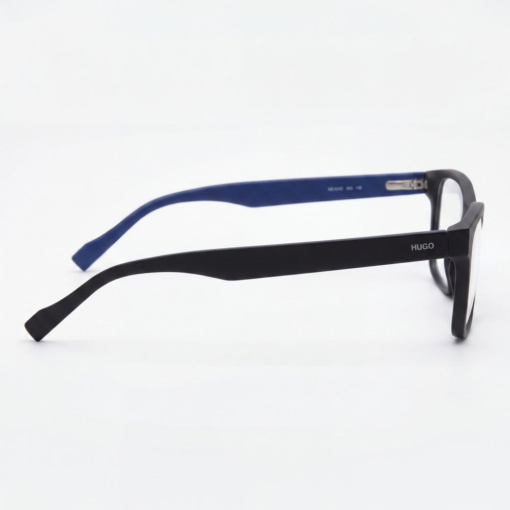 Hugo Boss Audio Systems Hg 0182 Gafas para hombre, negro mate, armazón de plástico azul, lentes transparentes no recetadas, 55-16-140