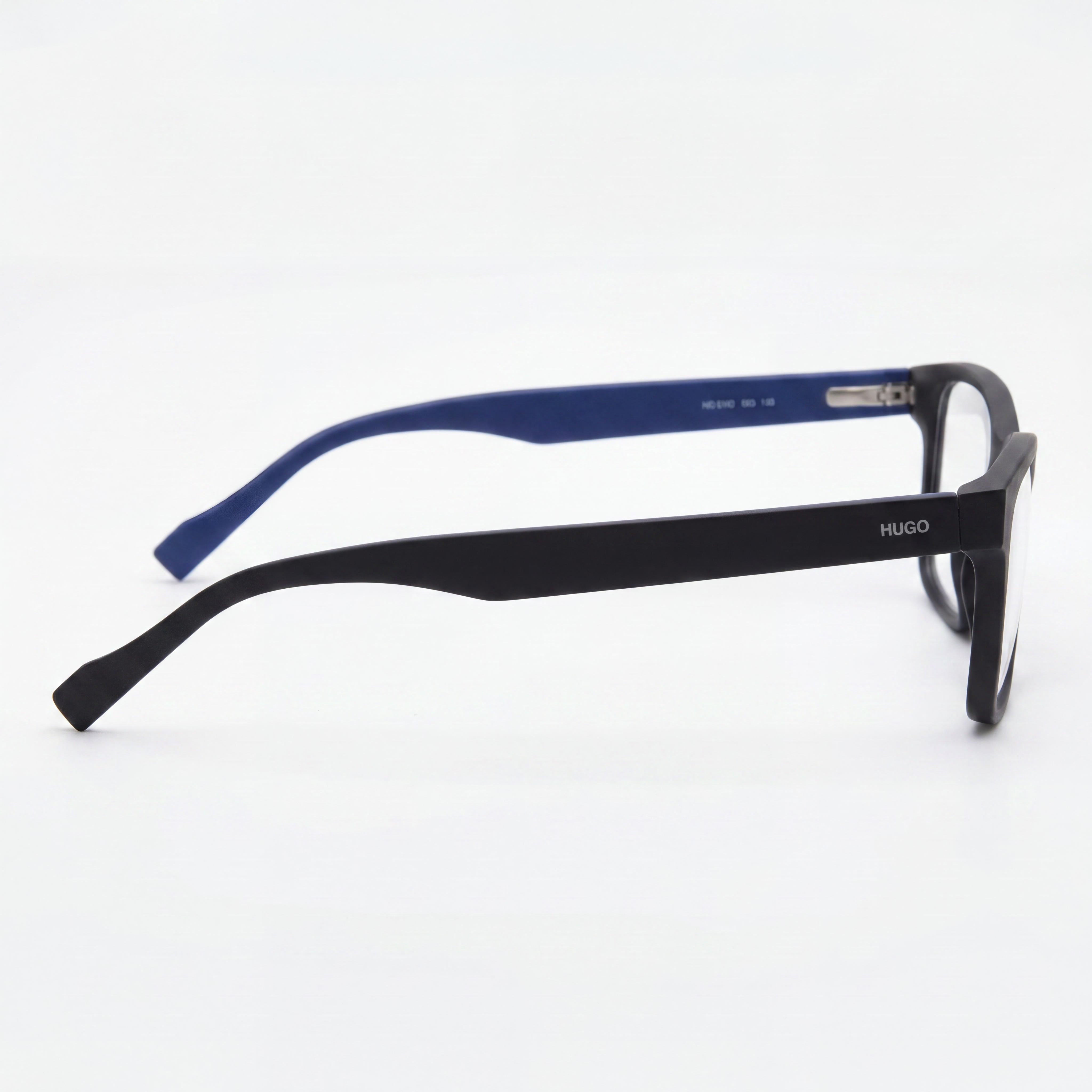 Hugo Boss Audio Systems Hg 0182 Gafas para hombre, negro mate, armazón de plástico azul, lentes transparentes no recetadas, 55-16-140, Photo 3
