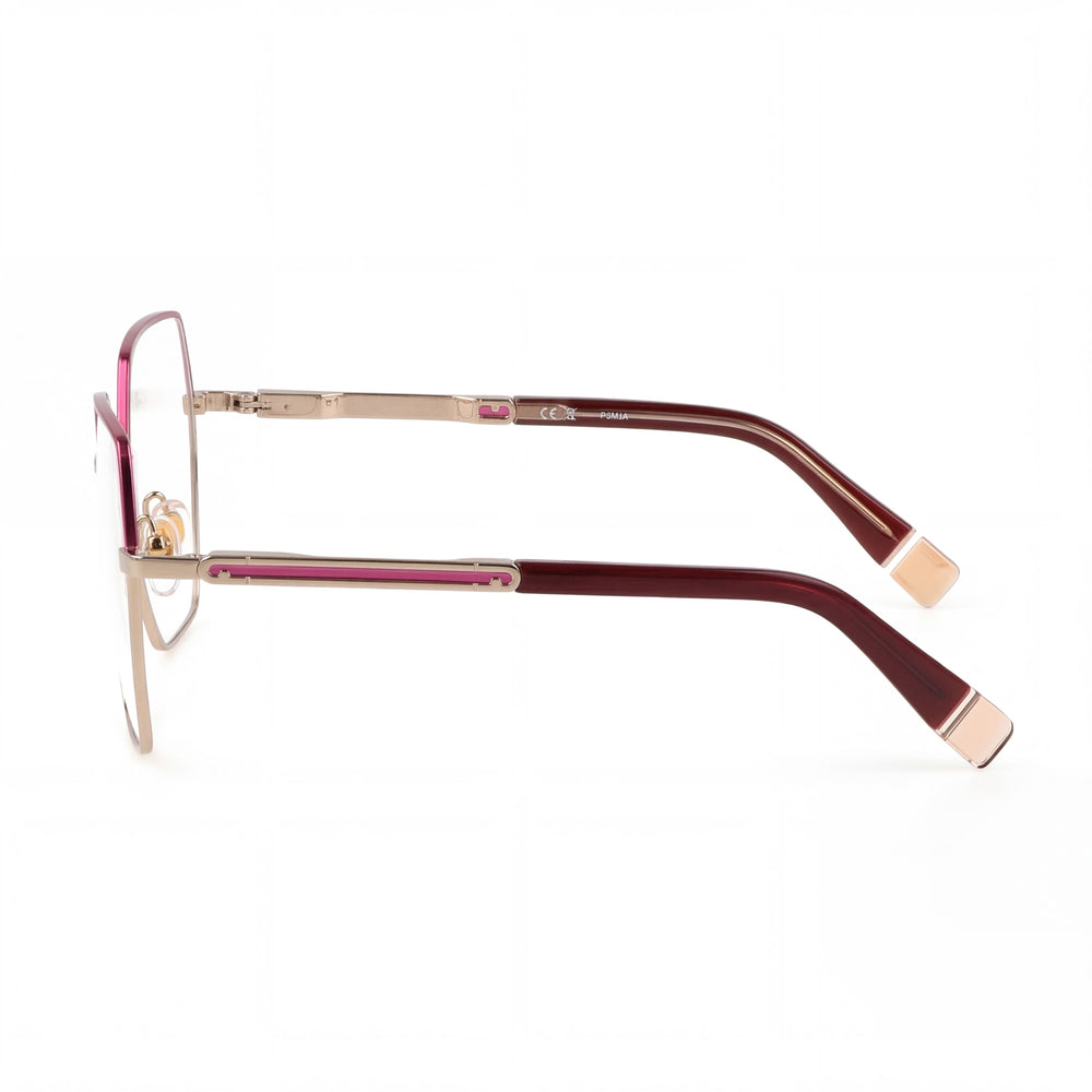 Furla Gafas de sol casual de metal para mujer, Oro Rosso C/Parti Fuxia Pieno Lucido, lente transparente, 55 mm