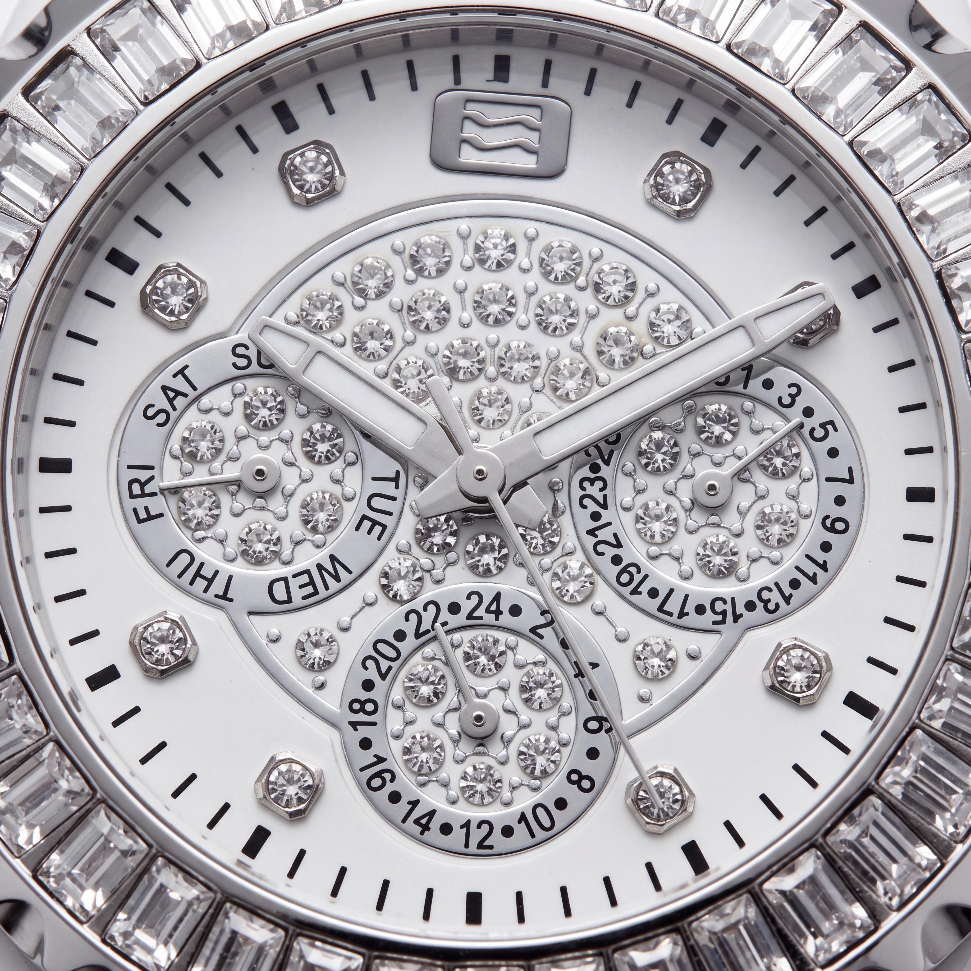 Oceanaut OC0213C Quartz Movement Women's Watch featuring White Case and Dial with Crystals on Bezel and Dial, Photo 2