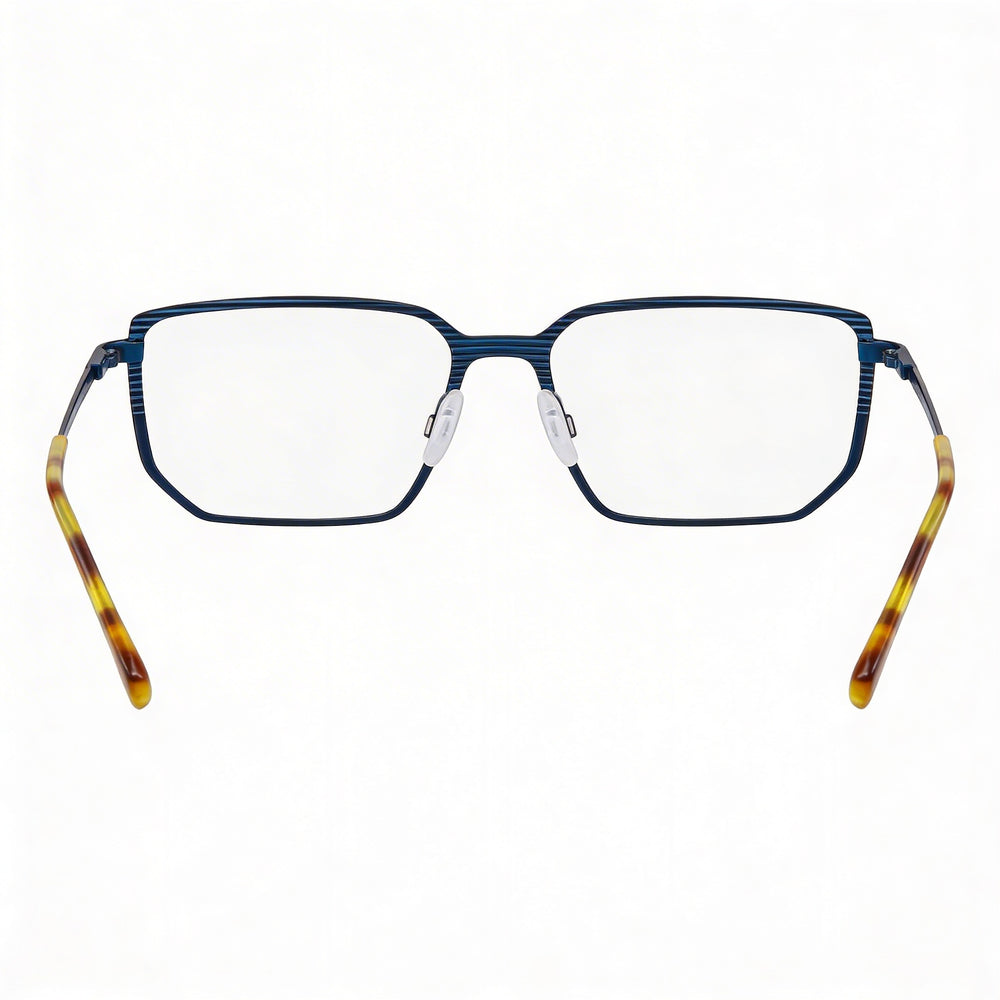 MCALLISTER Gafas para hombre Mc4531 con armazón de metal azul marino y lentes de policarbonato transparentes, ancho de mica de 55 mm