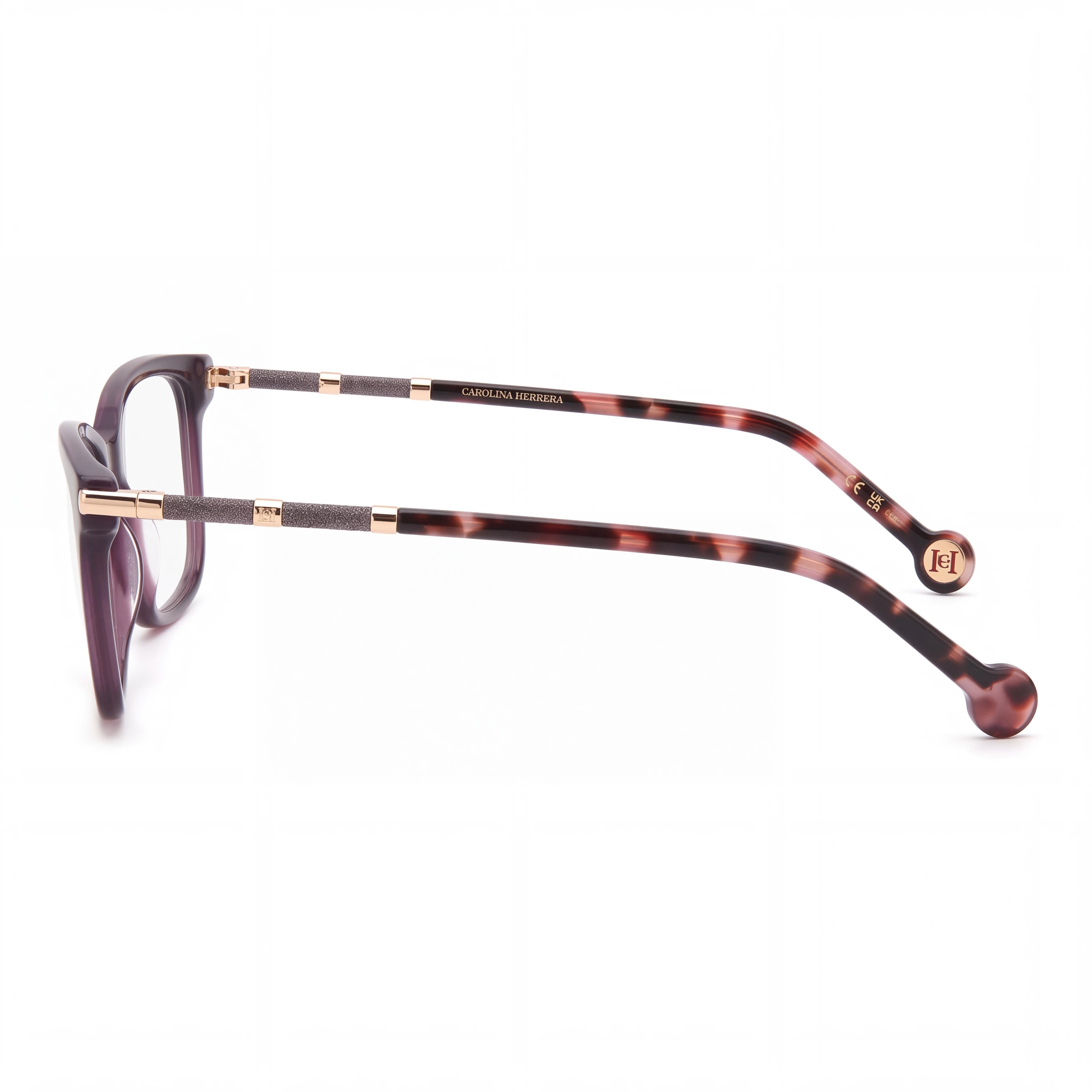 Gafas de sol clásicas de Carolina Herrera para mujer con montura de plástico violeta Habana y lentes no polarizadas de 53 mm, Photo 3