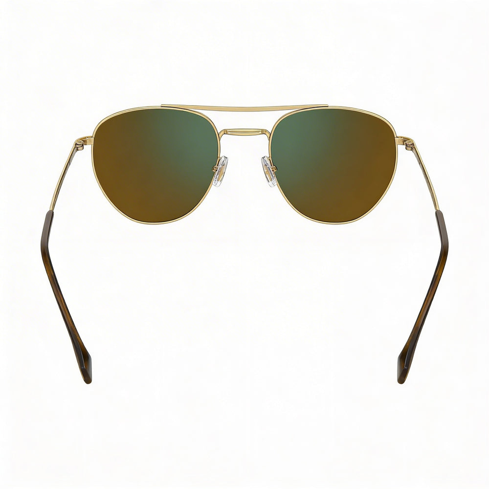 Gafas de sol Hugo Boss modernas de acero inoxidable negro dorado para mujer con lentes verdes, 100 % protección UV, 53 mm