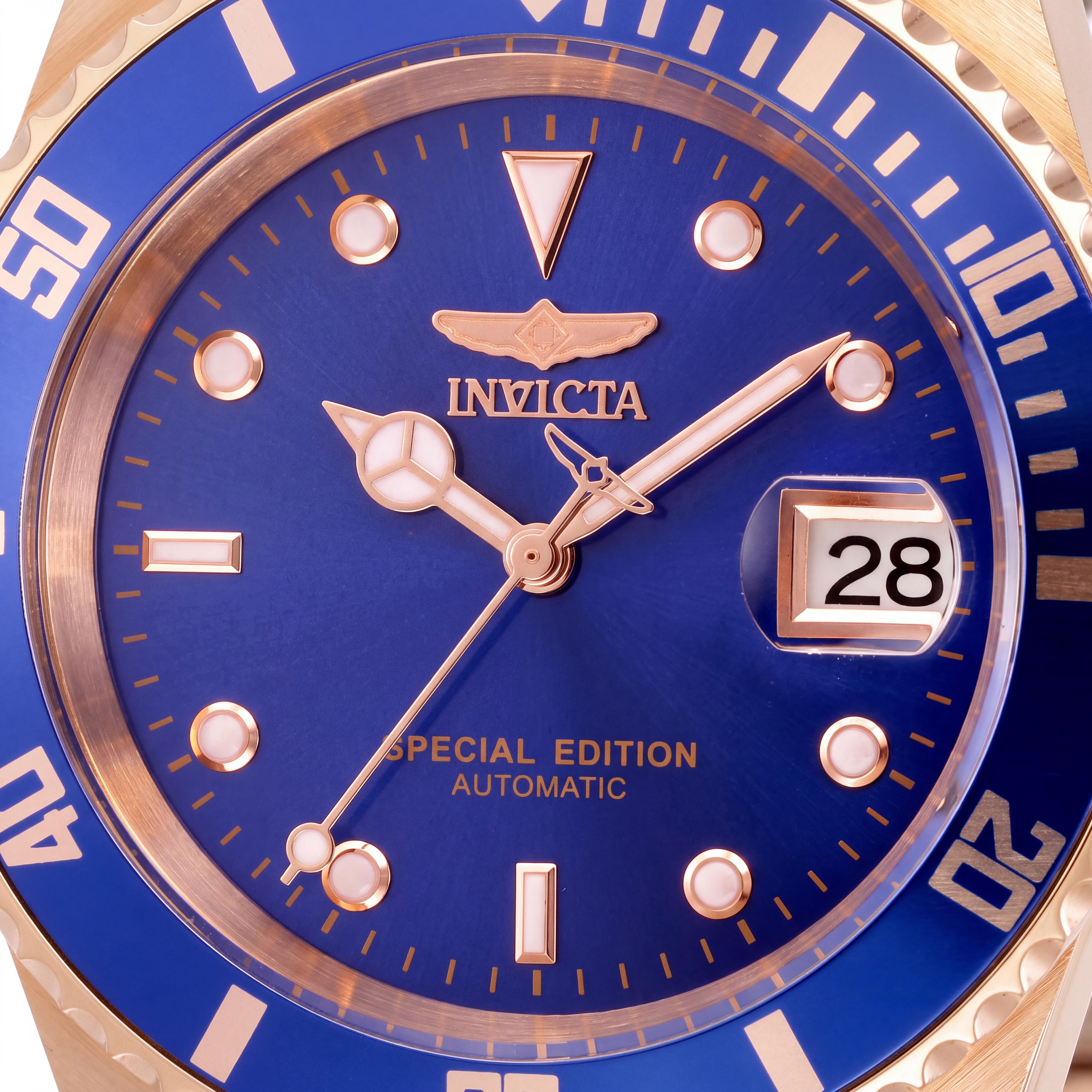 Invicta Pro Diver 30601 Bracelet Unisex Automatic 42mm Stainless Steel Water Resistant Watch, Rose Gold/Blue, Photo 2