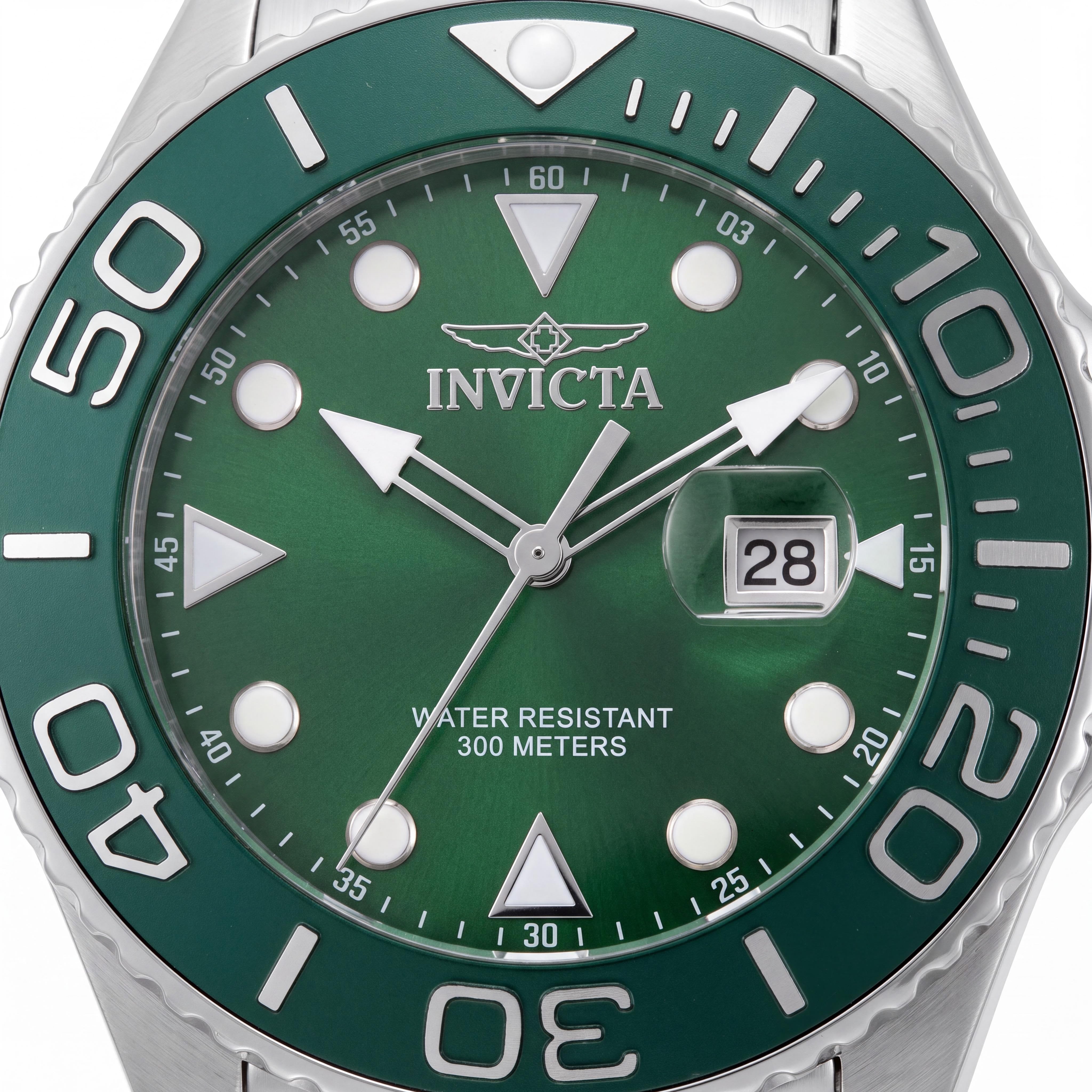Invicta Pro Diver 49638 Men's Quartz, 52mm Silver-Tone Stainless Steel Watch with Green Dial, 300m WR, Photo 2