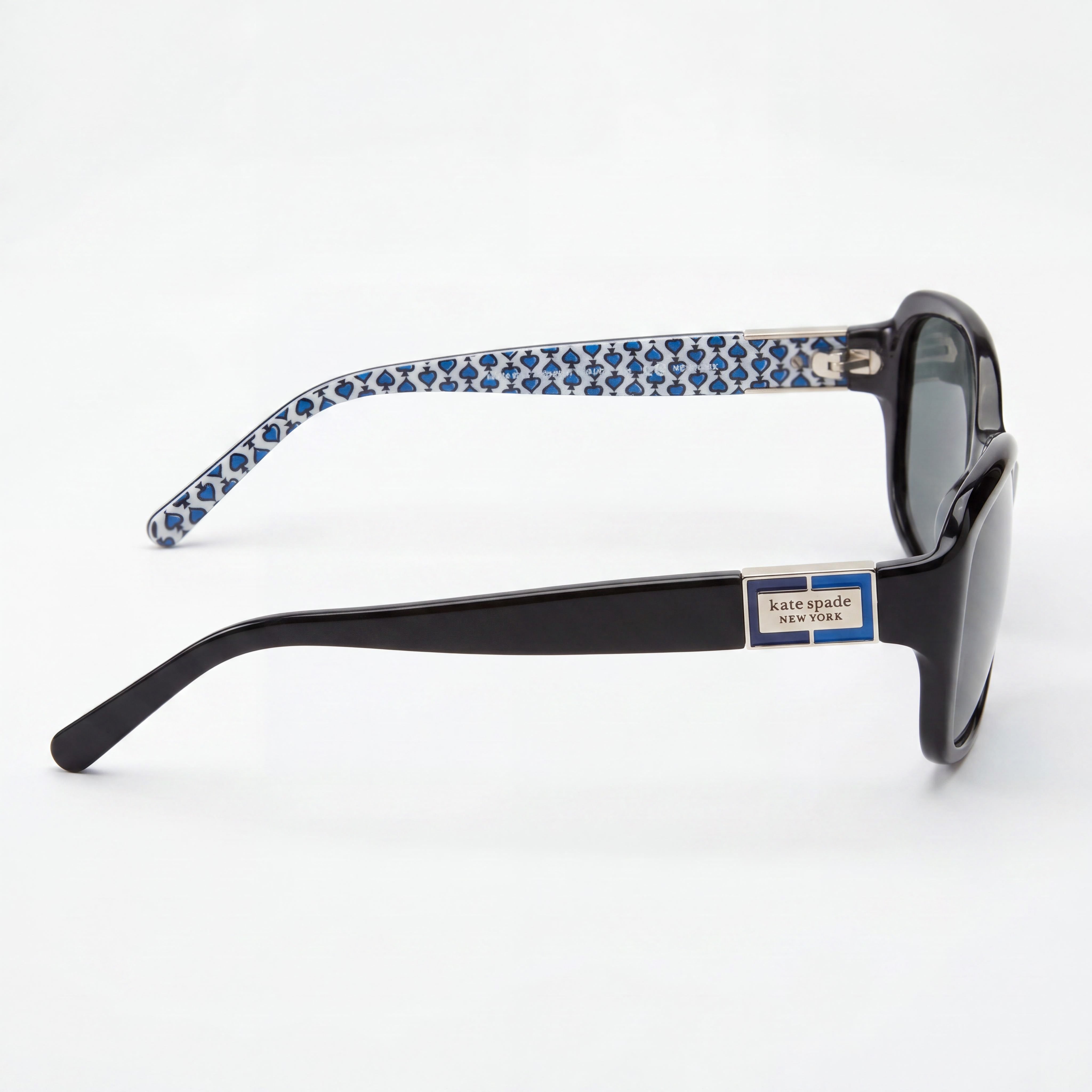 kate spade new york Annika/P/S Gafas de sol de mariposa polarizadas de acetato para mujer 100% UV, montura negra y azul, lente gris 56 mm, Photo 3