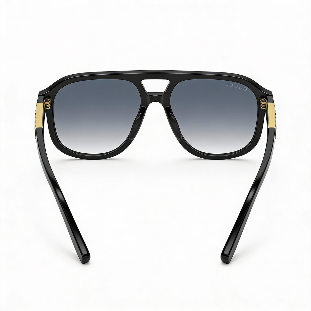 Gucci Gg1188s 002 Unisex Pilot Aluminium Black Gold-logo Grey Gradient Lenses UV Protection 58mm Prescription Ready