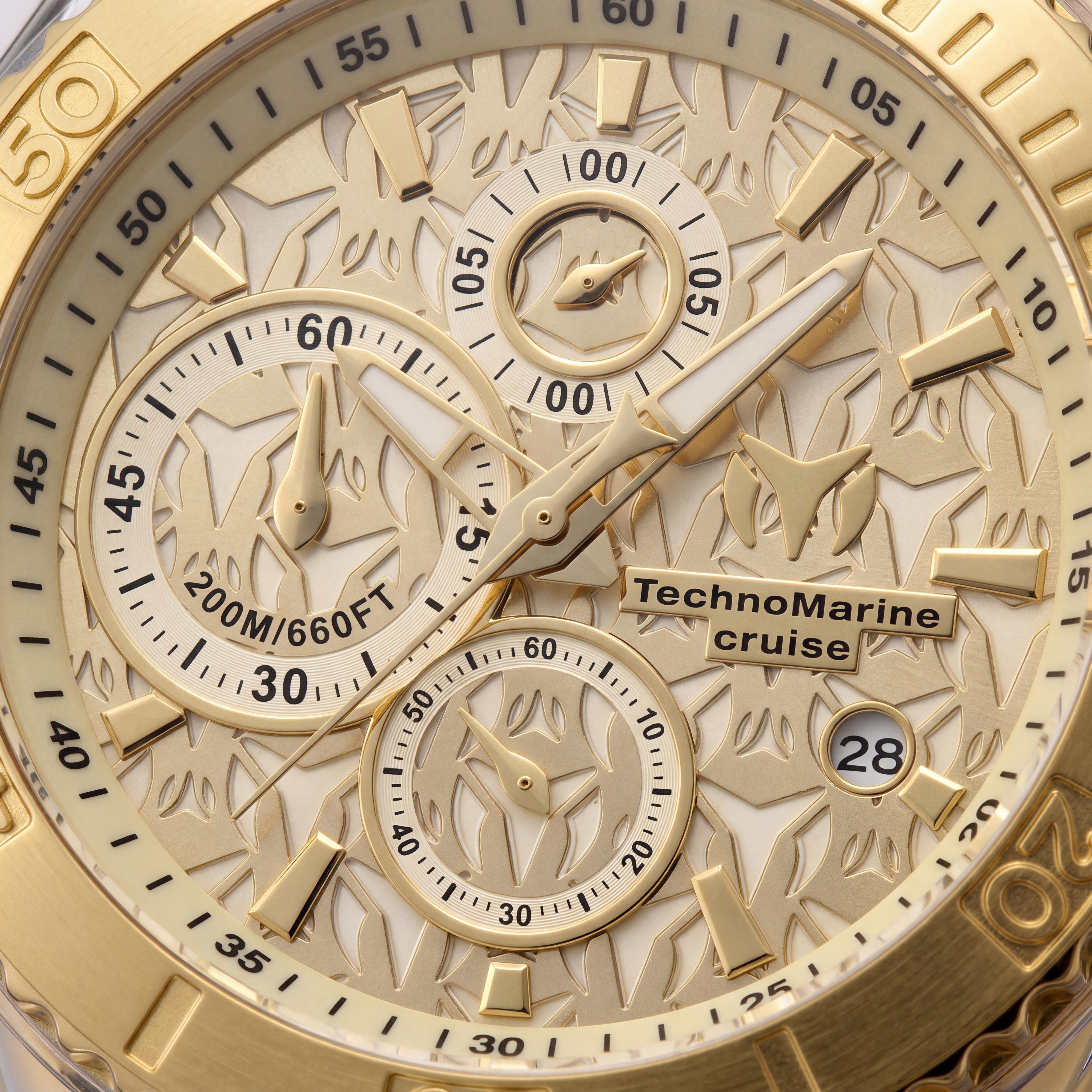 Technomarine Cruise TM-125002 Men's Chronograph Quartz Stainless Steel Gold Dial Silicone Watch 45mm, Photo 2
