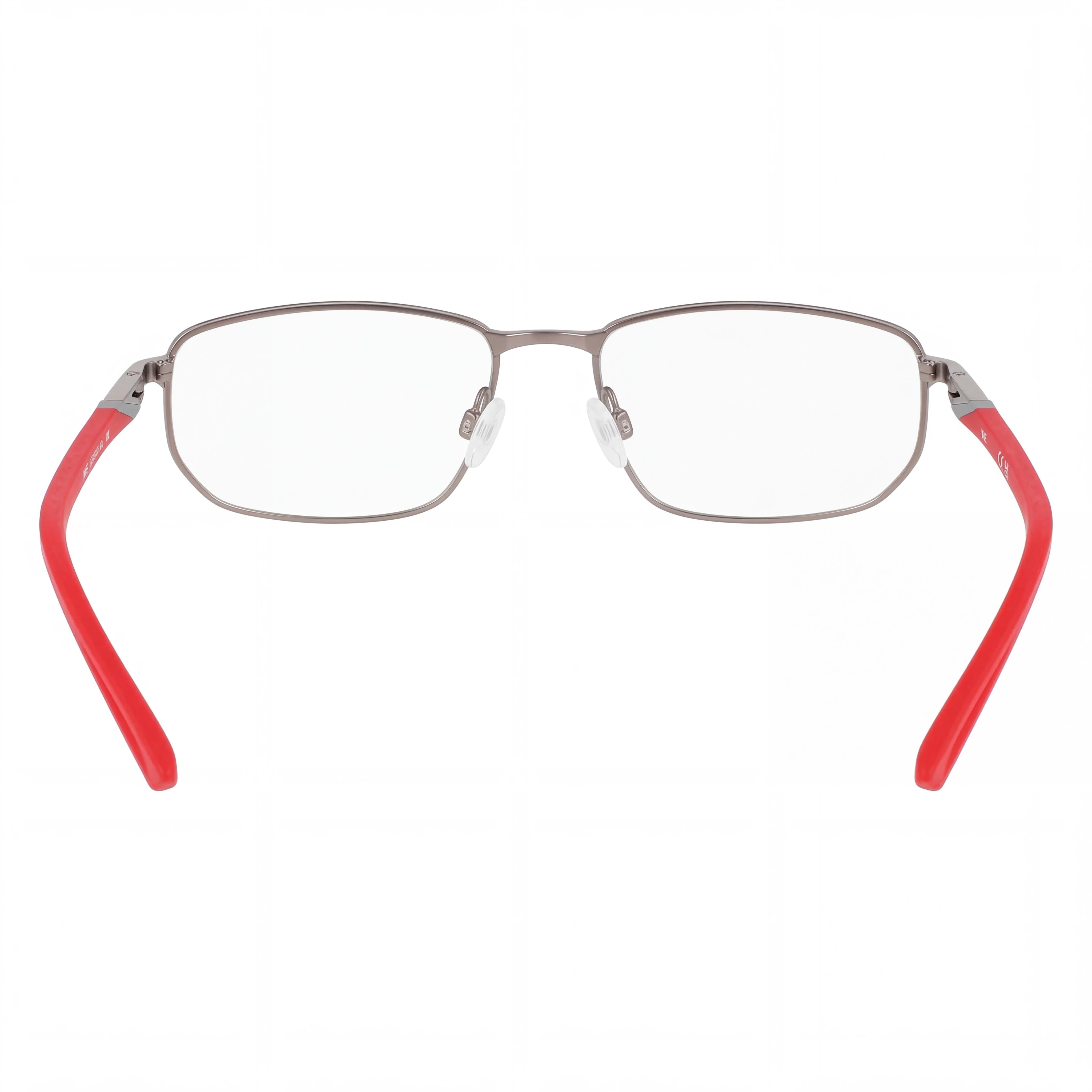 Nike Men's 6067 Metal Eyeglasses, Satin Gunmetal University Red, 55mm, Photo 3