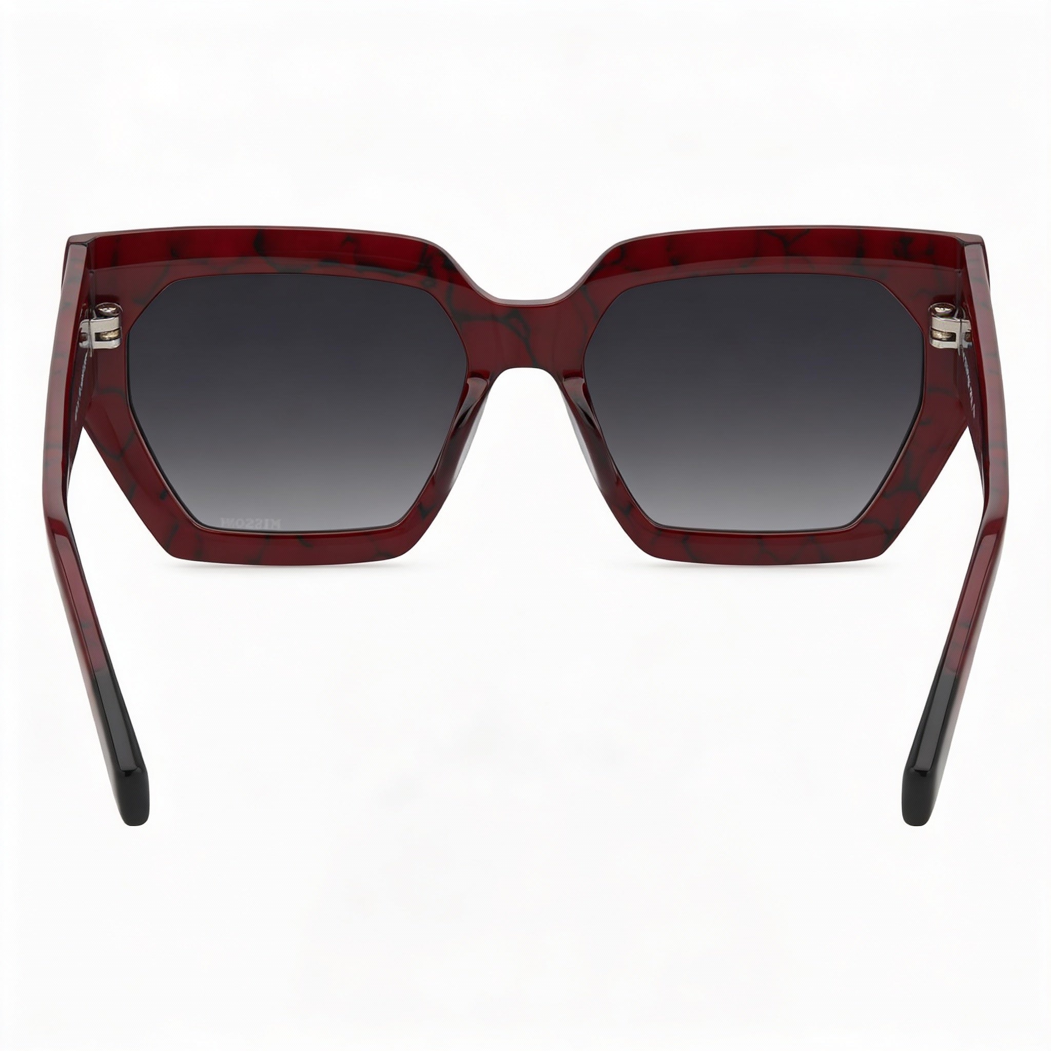 Gafas de sol M Missoni Casual para mujer, montura de acetato rojo mármol, lentes sombreados en gris oscuro, 55-19-140 mm, Photo 4