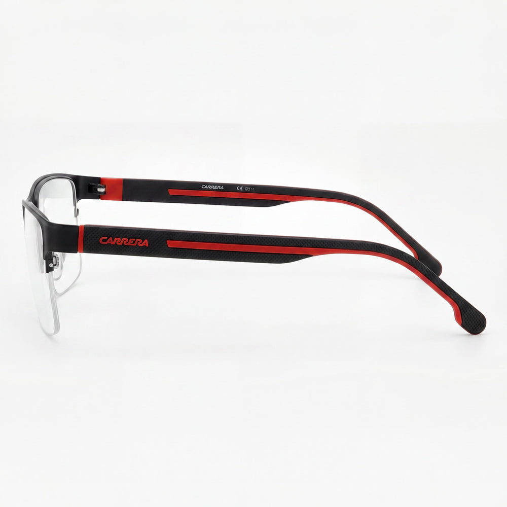 Gafas de Sol Carrera Modern para Hombre, Montura de Acero Inoxidable, Lente de Policarbonato, Negro Rojo Mate, 58 mm