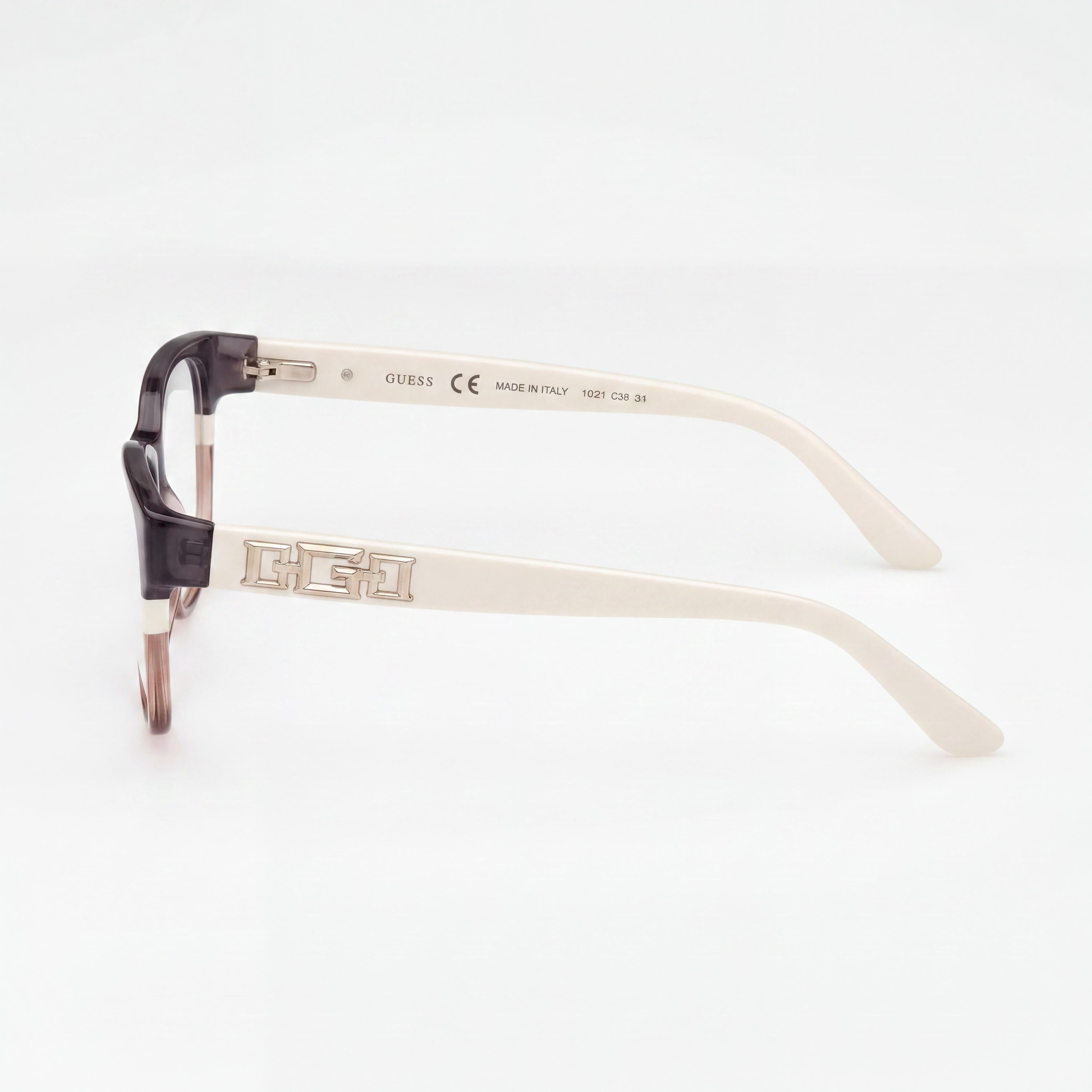 Guess MODERNO Women's Grey Striped Shiny Ivory Plastic Frame Polycarbonate Eyewear 50-17-140mm, Photo 2