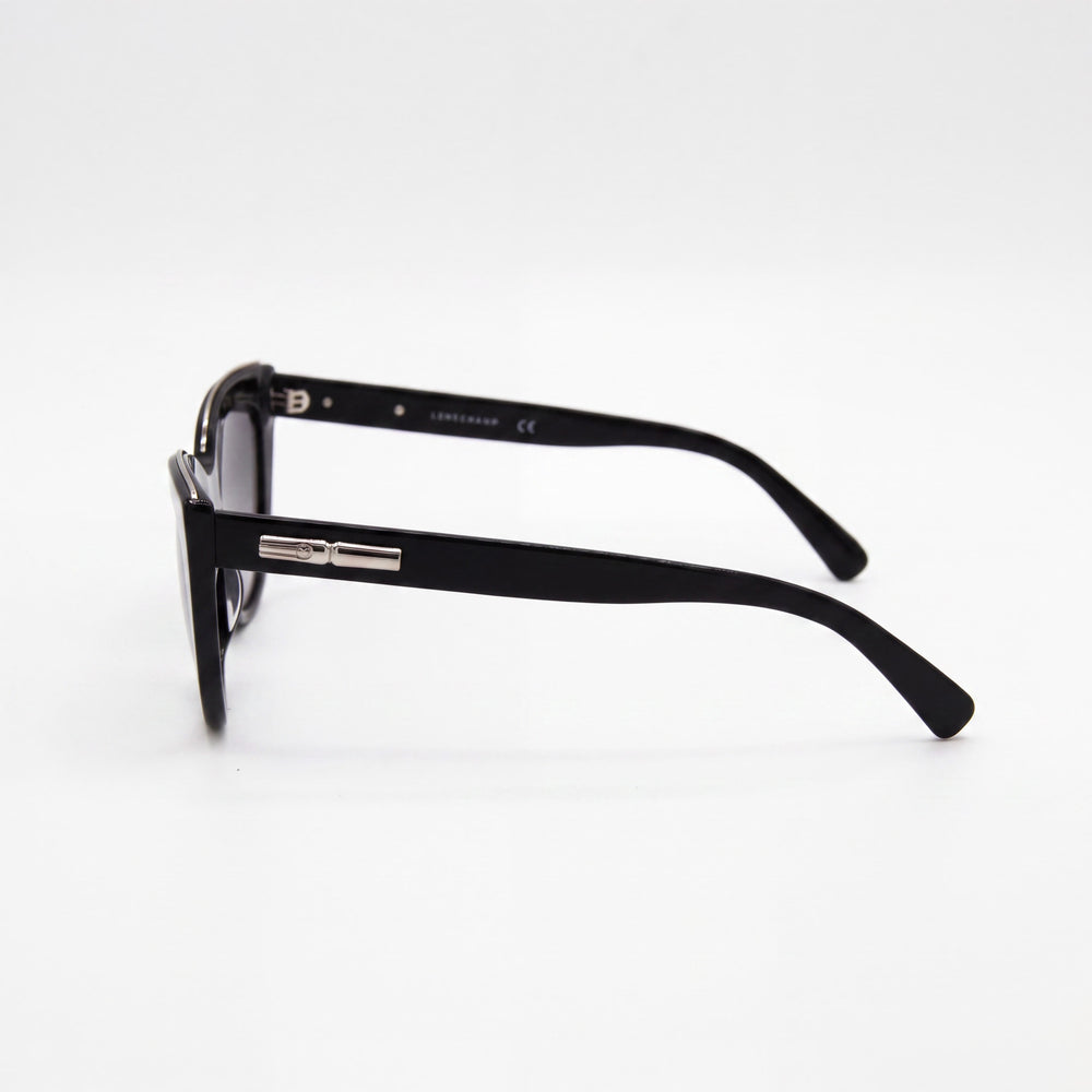 Gafas de sol de mujer Longchamp LO686S con montura de acetato negro tipo ojo de gato y lentes grises de 51 mm con protección UV