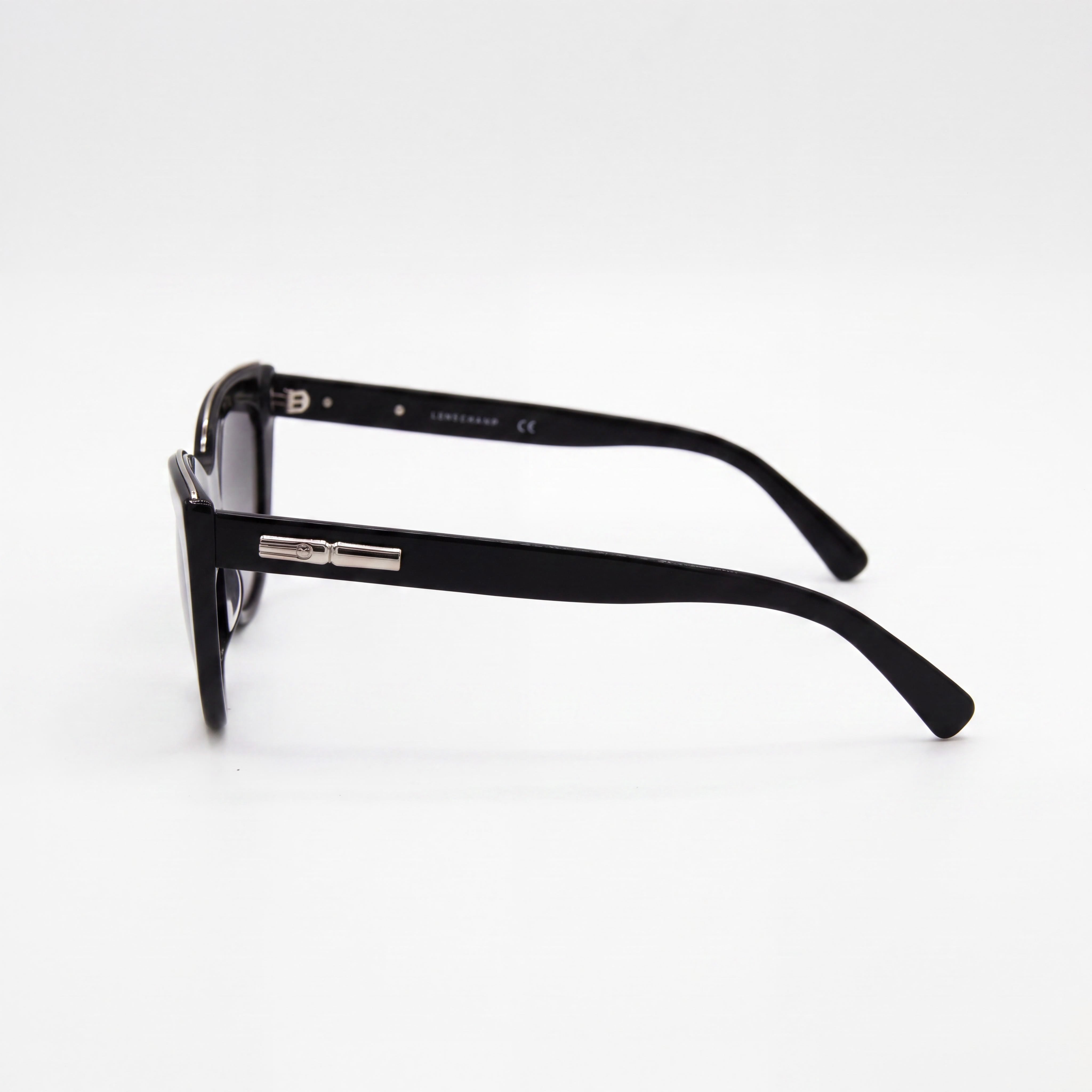 Longchamp LO686S Women's Cat Eye Black Acetate Frame Sunglasses with UV Protection, Grey Lenses 51mm, Photo 3