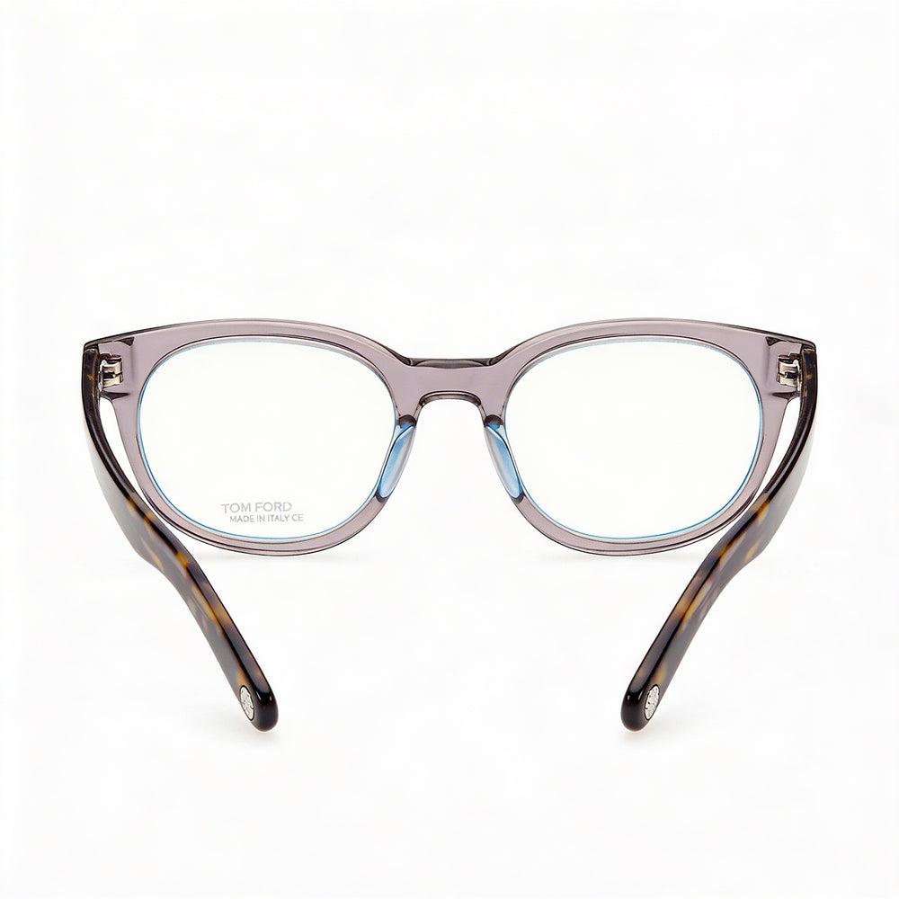 Gafas unisex Tom Ford Ft5807-b de plástico pantografiado gris transparente con montura completa ovalada y lente de demostración transparente de 50 mm
