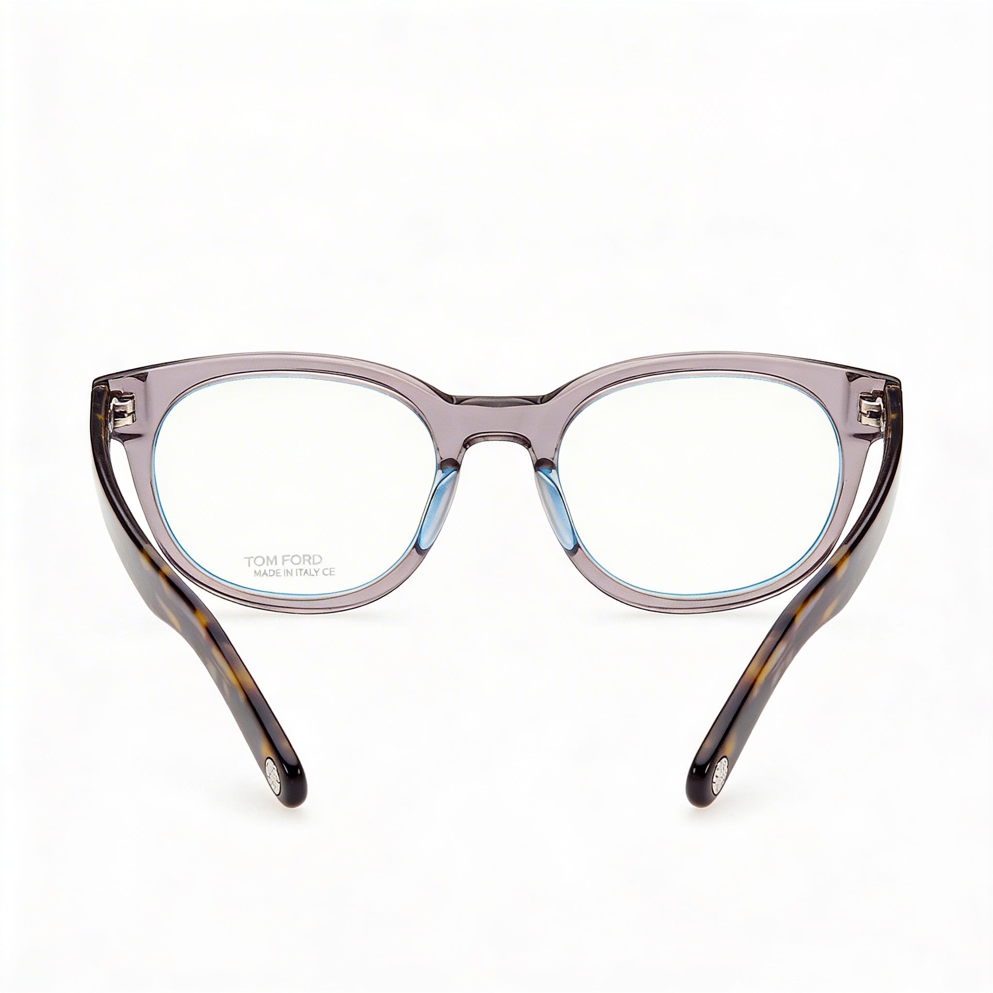 Tom Ford Ft5807-b Unisex Transparent Grey Pantographed Plastic Oval Full Rim Eyeglasses with Transparent Demo Lens 50mm, Photo 3